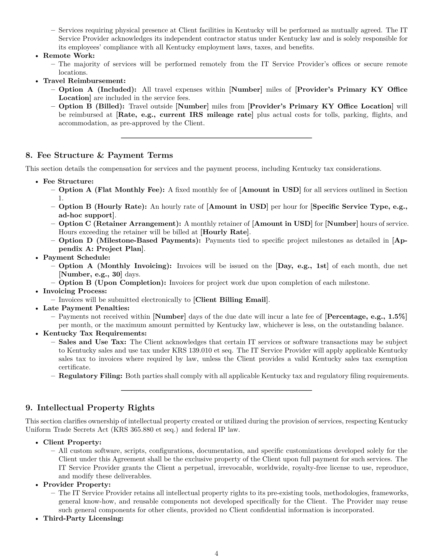 Preview page 4 of Pro Kentucky IT service contract template