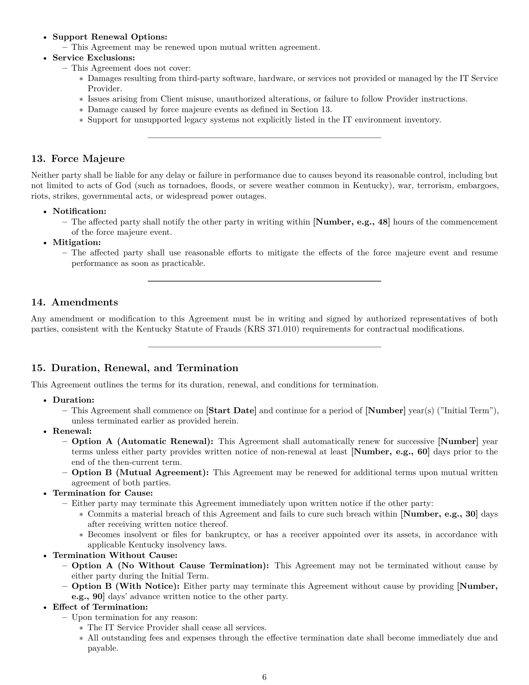 Preview page 6 of Pro Kentucky IT service contract template