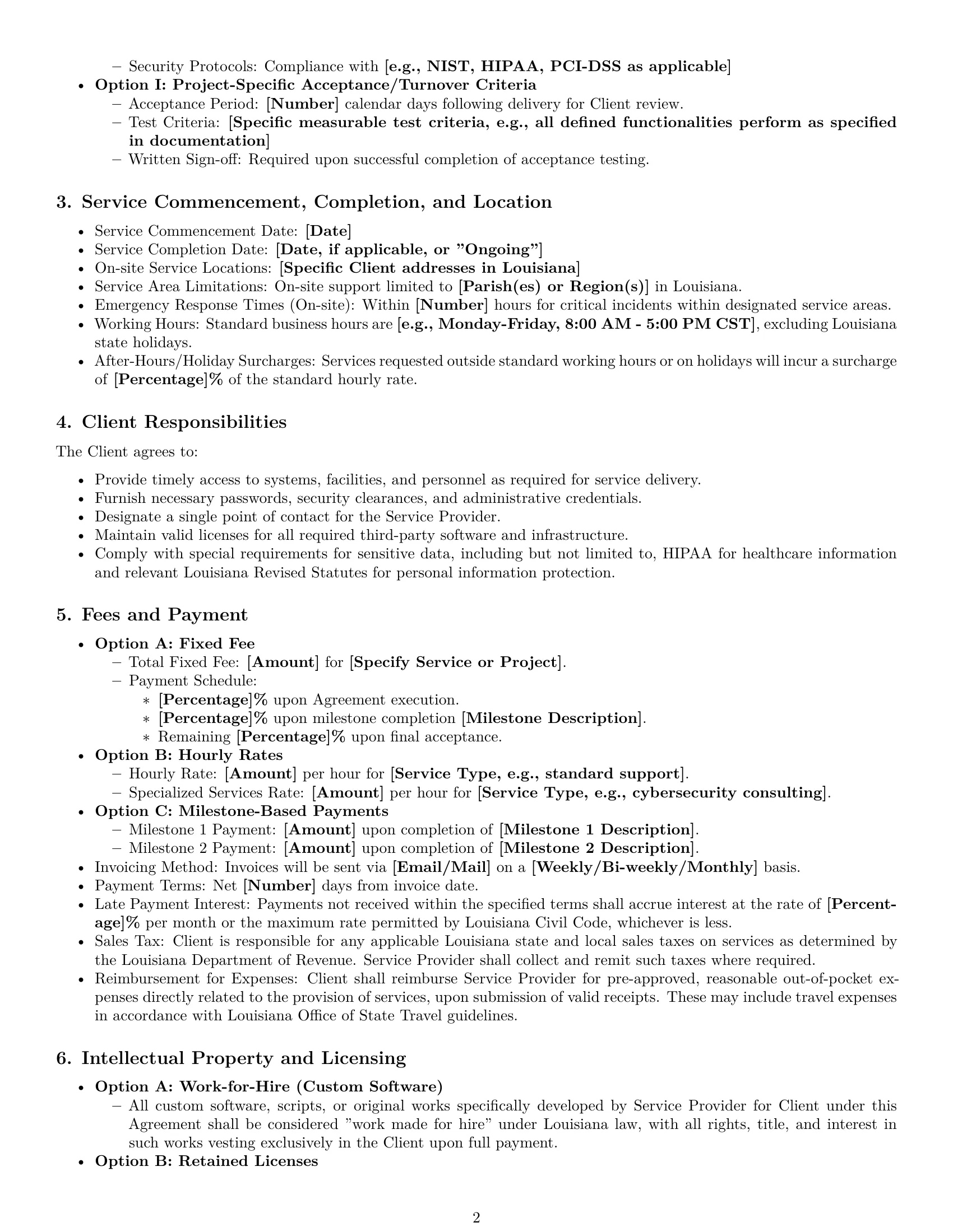 Preview page 2 of Pro Louisiana IT service contract template