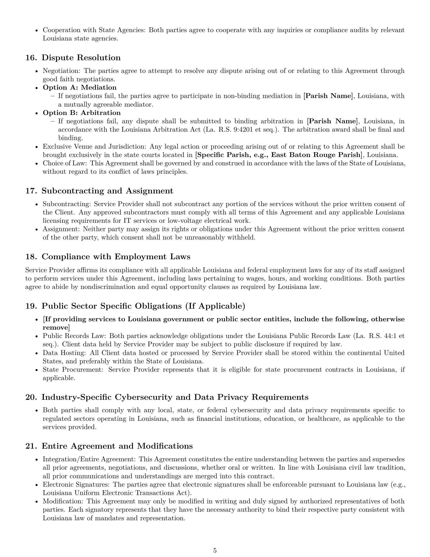 Preview page 5 of Pro Louisiana IT service contract template