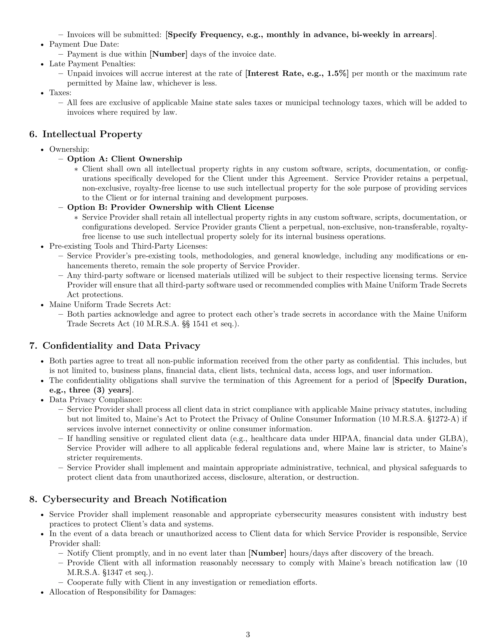 Preview page 3 of Pro Maine IT service contract template
