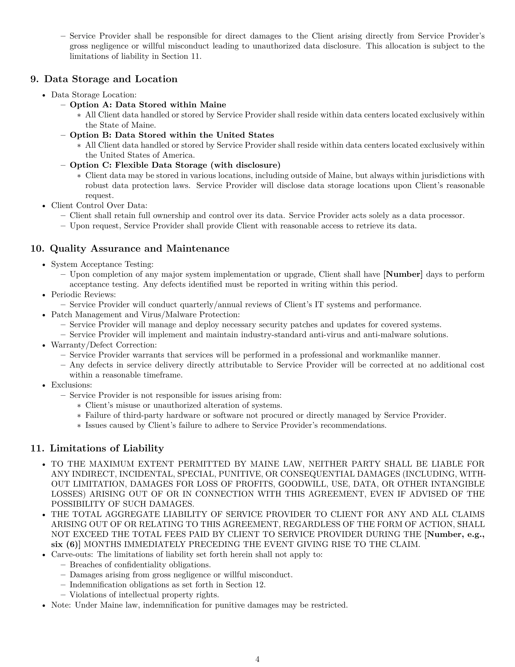 Preview page 4 of Pro Maine IT service contract template