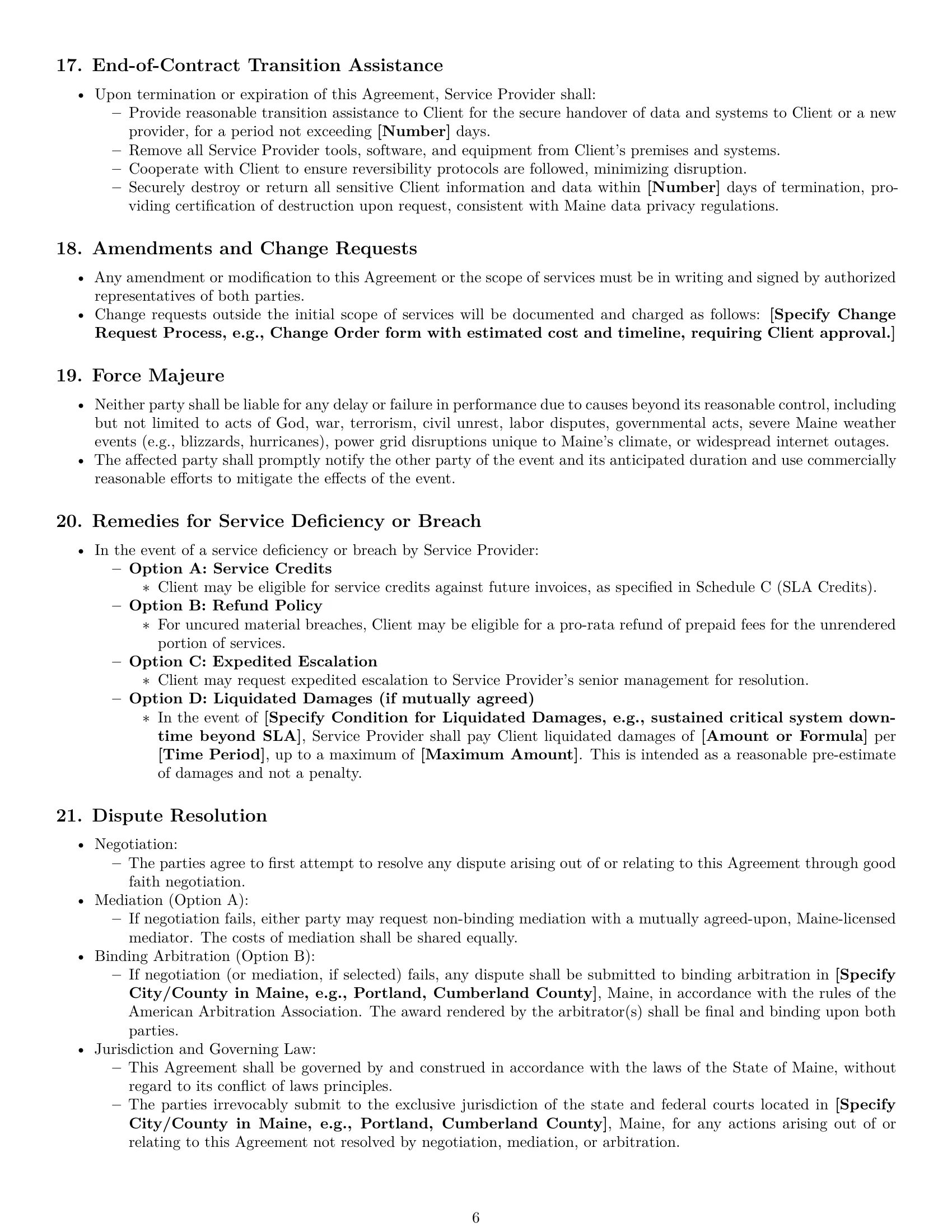 Preview page 6 of Pro Maine IT service contract template