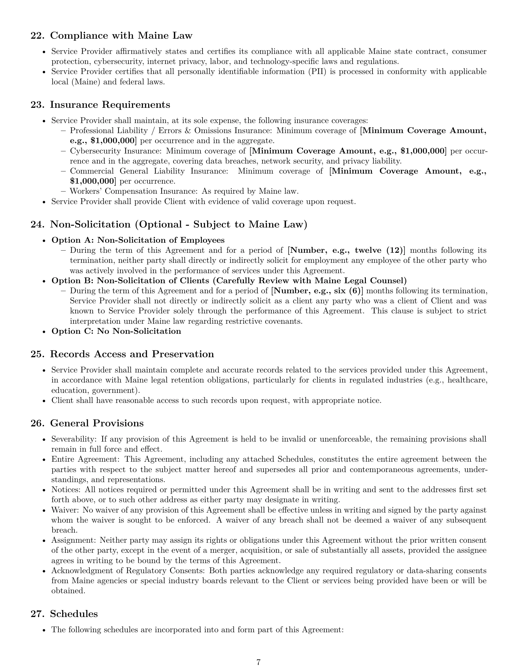 Preview page 7 of Pro Maine IT service contract template