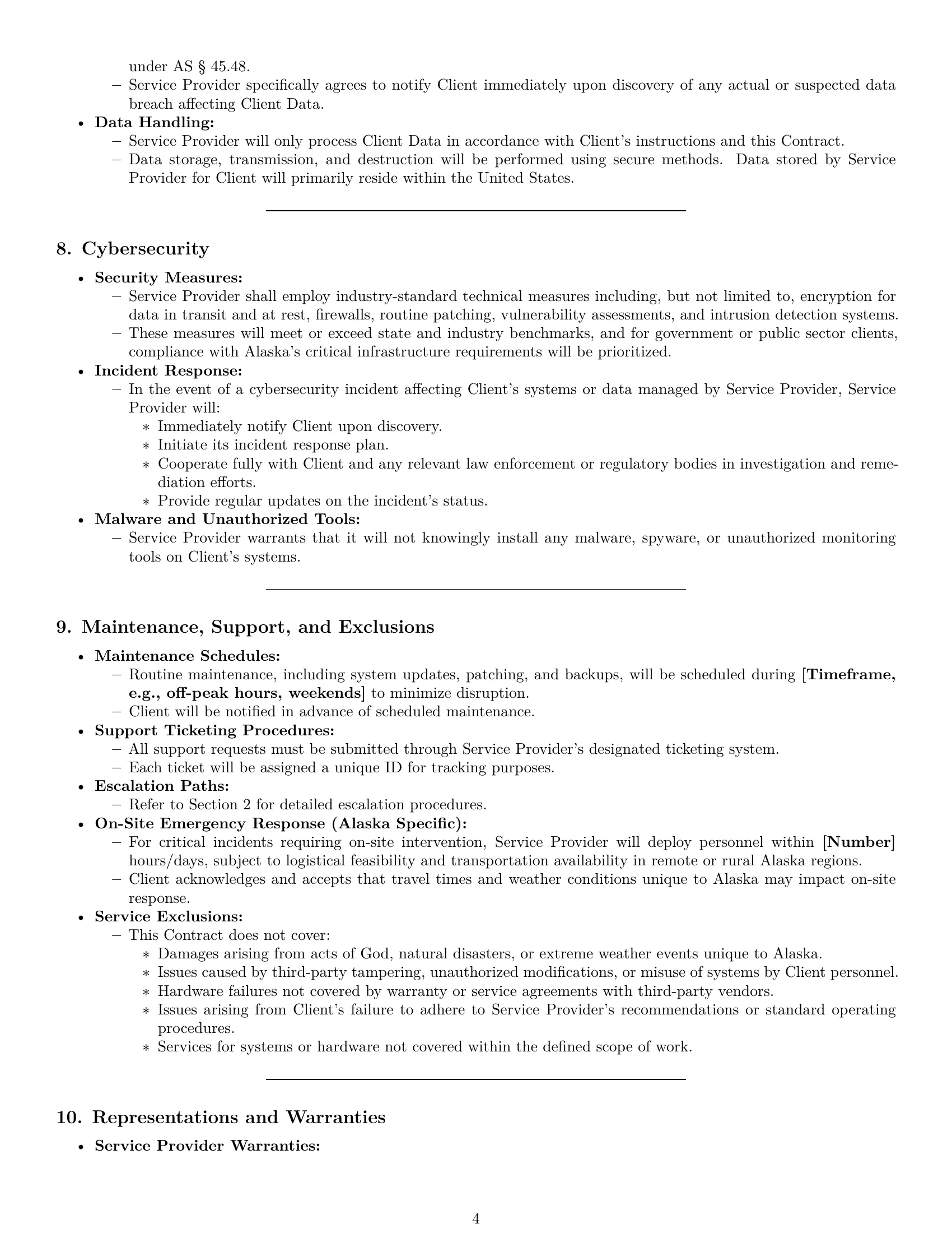 Preview page 4 of Pro Alaska IT service contract template