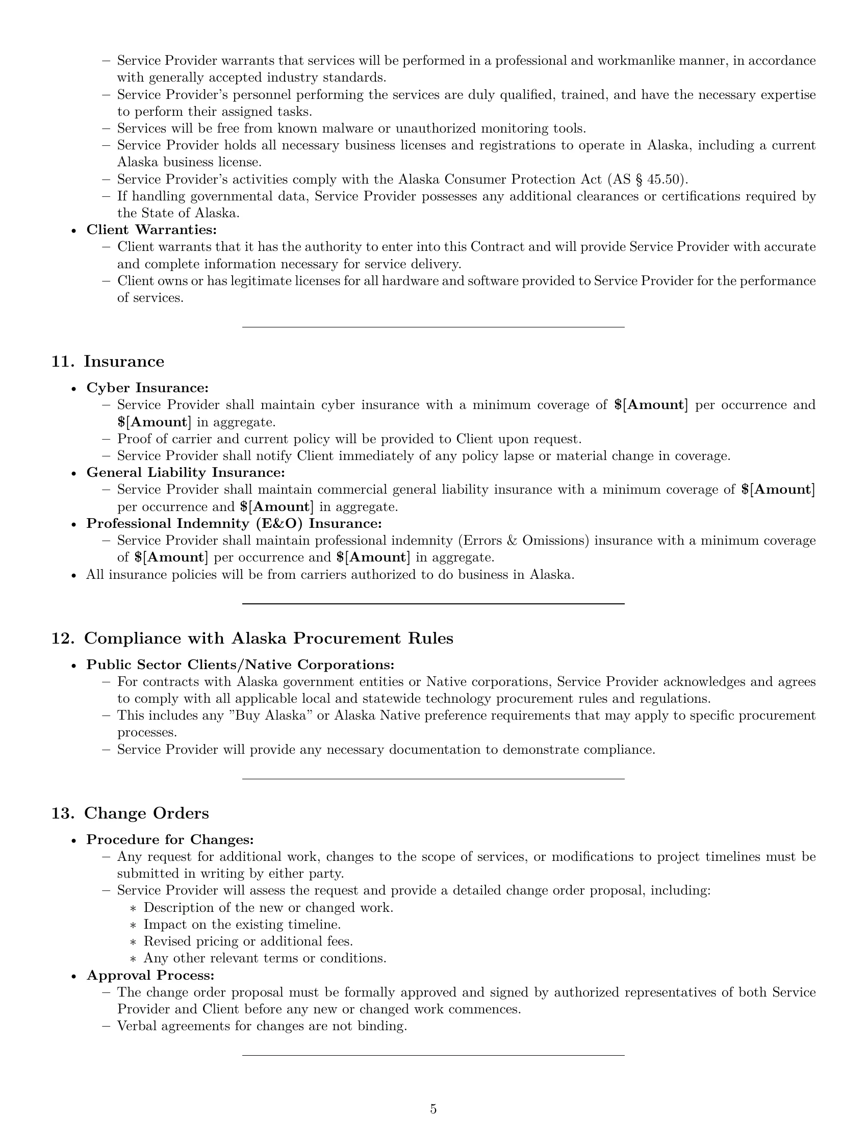 Preview page 5 of Pro Alaska IT service contract template