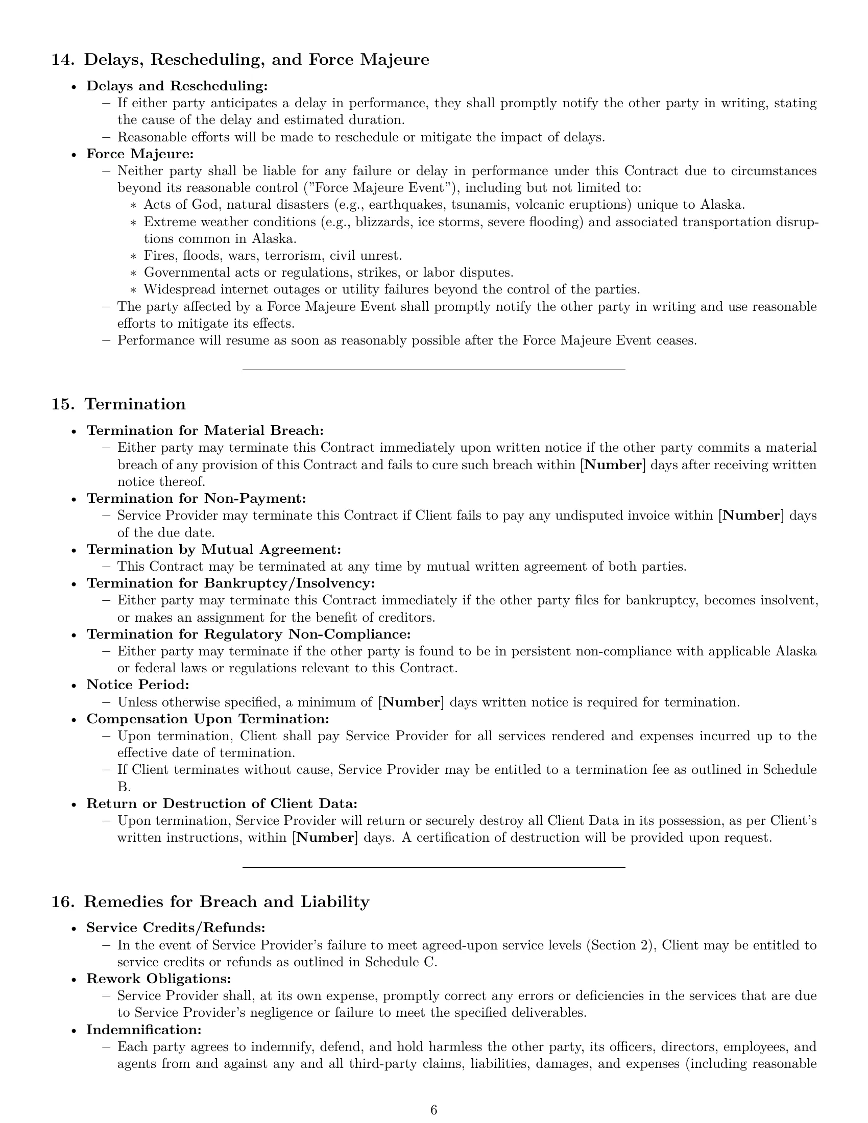 Preview page 6 of Pro Alaska IT service contract template