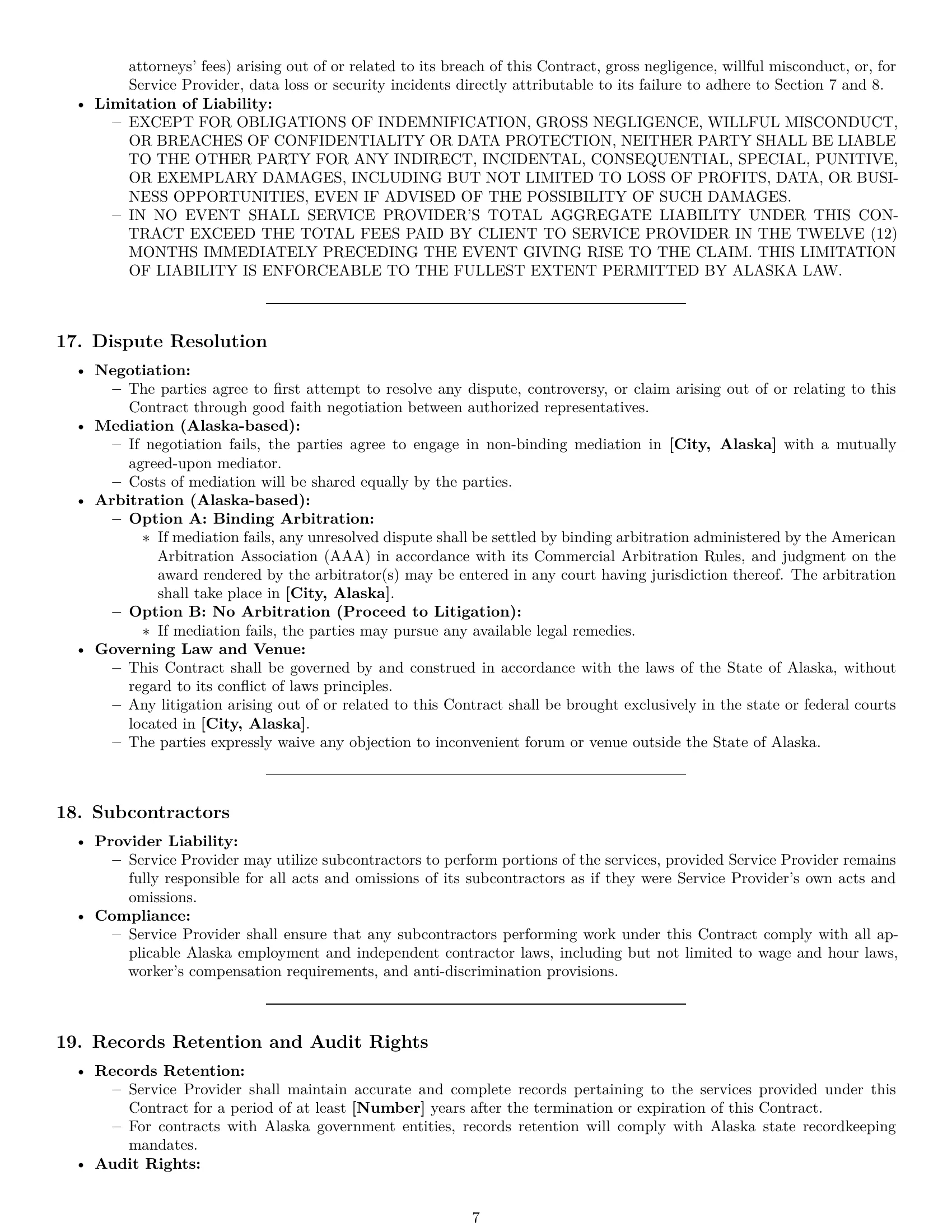 Preview page 7 of Pro Alaska IT service contract template