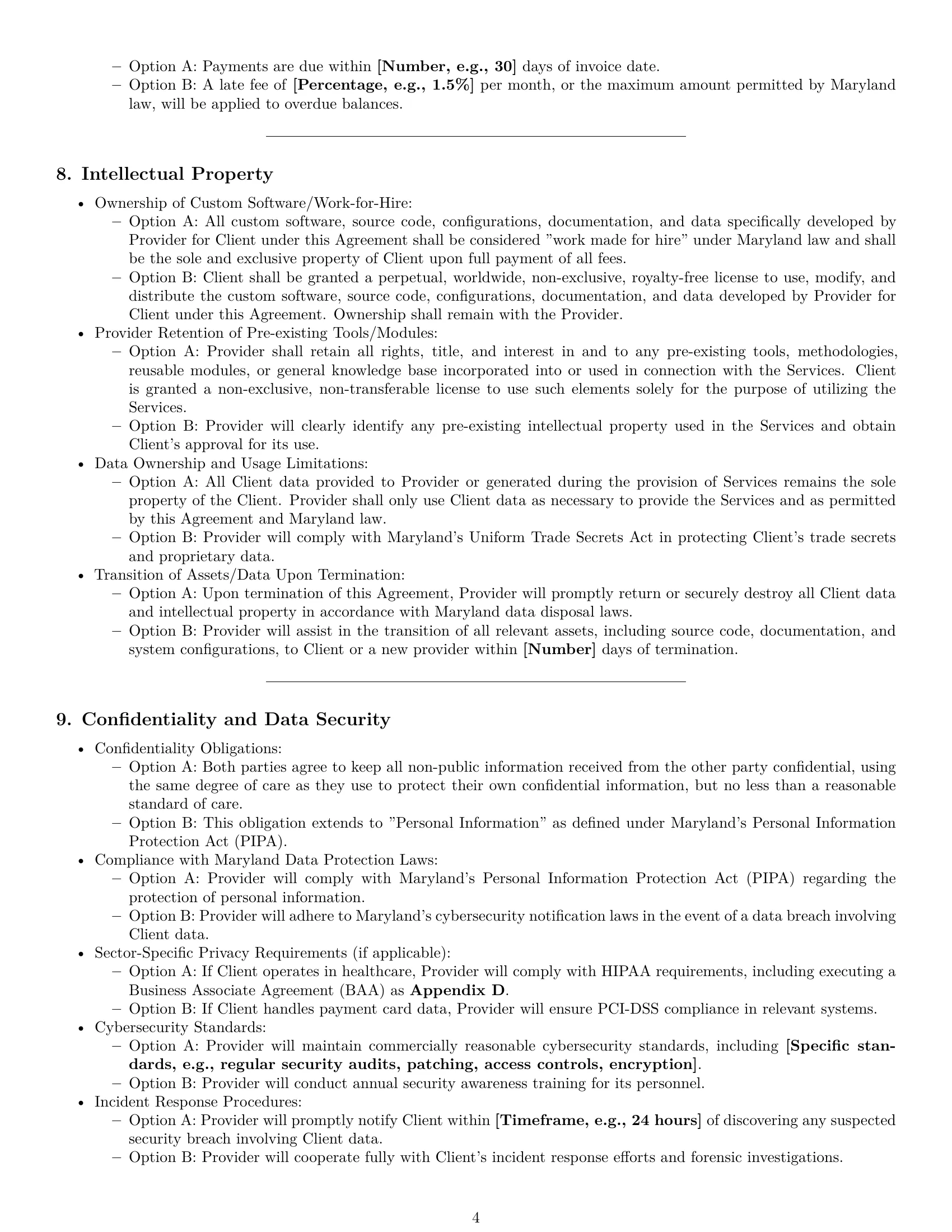Preview page 4 of Pro Maryland IT service contract template
