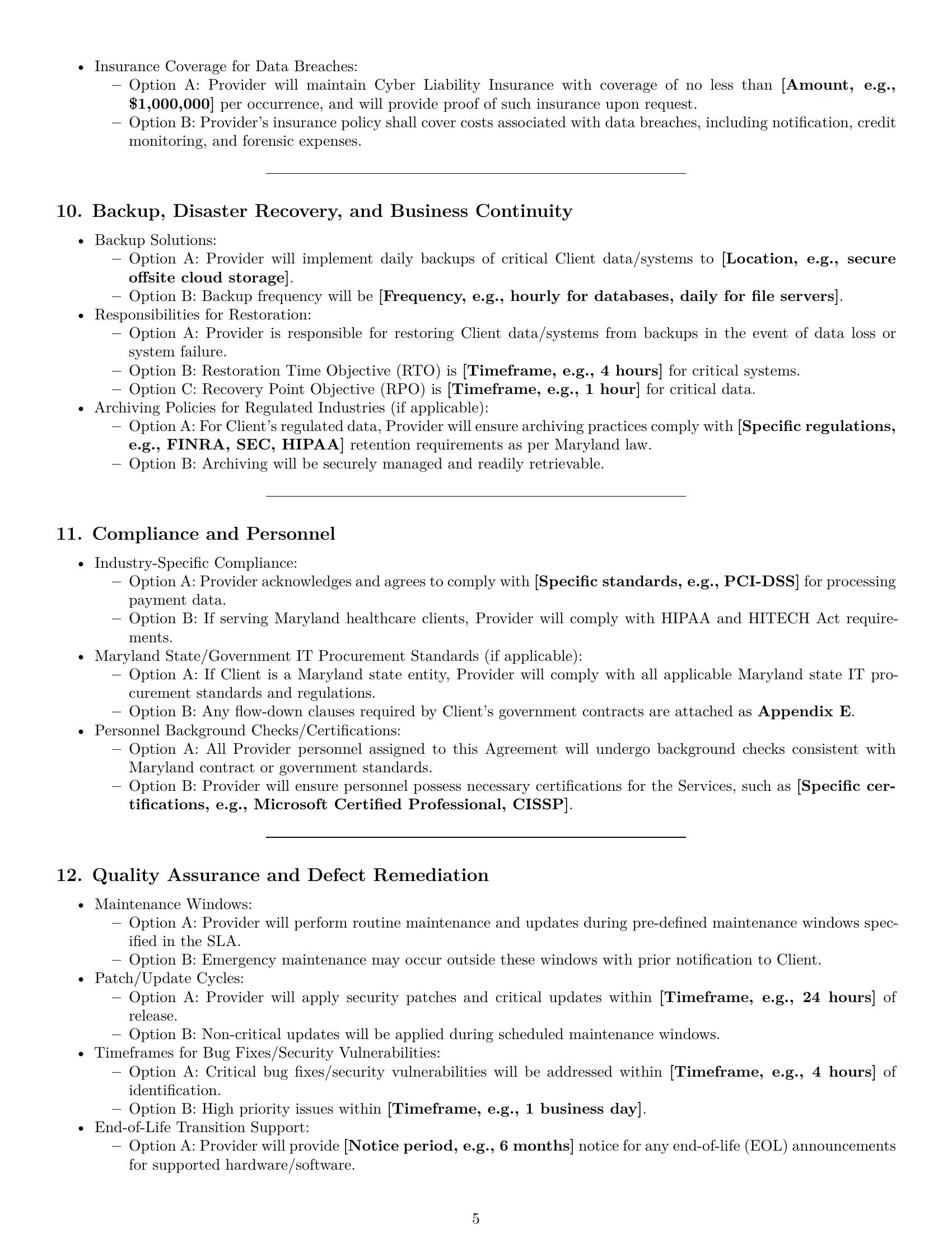 Preview page 5 of Pro Maryland IT service contract template