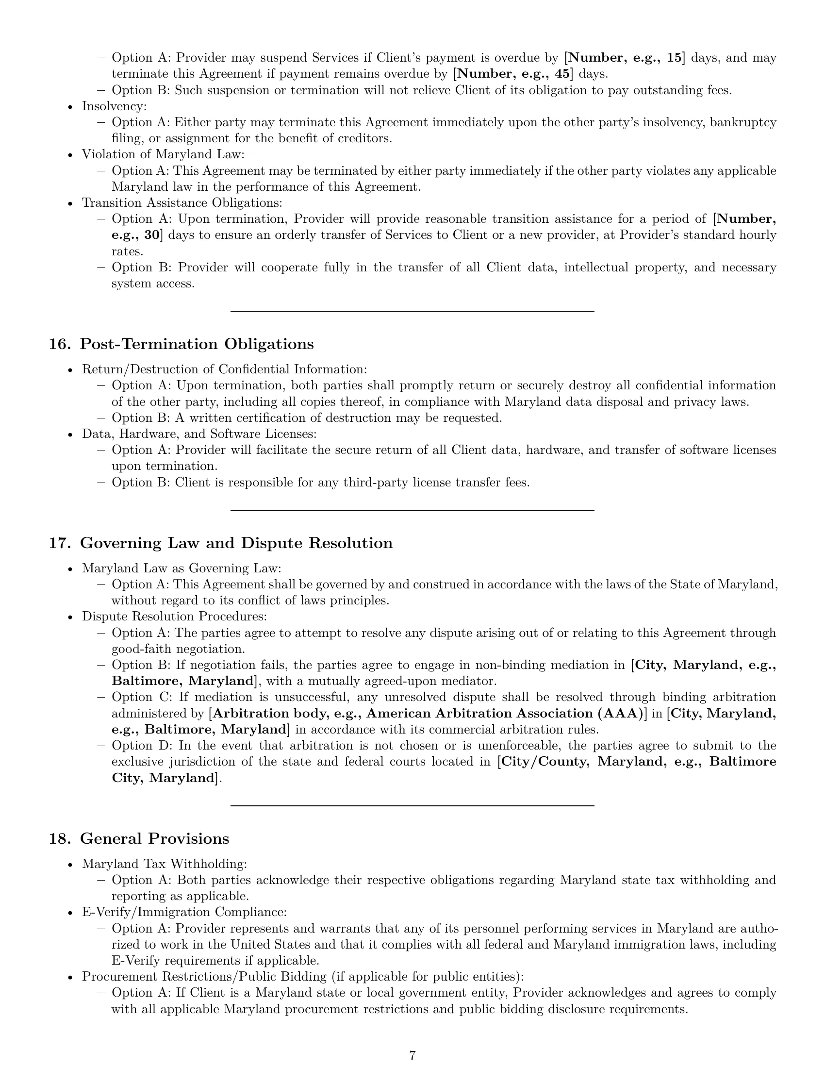 Preview page 7 of Pro Maryland IT service contract template