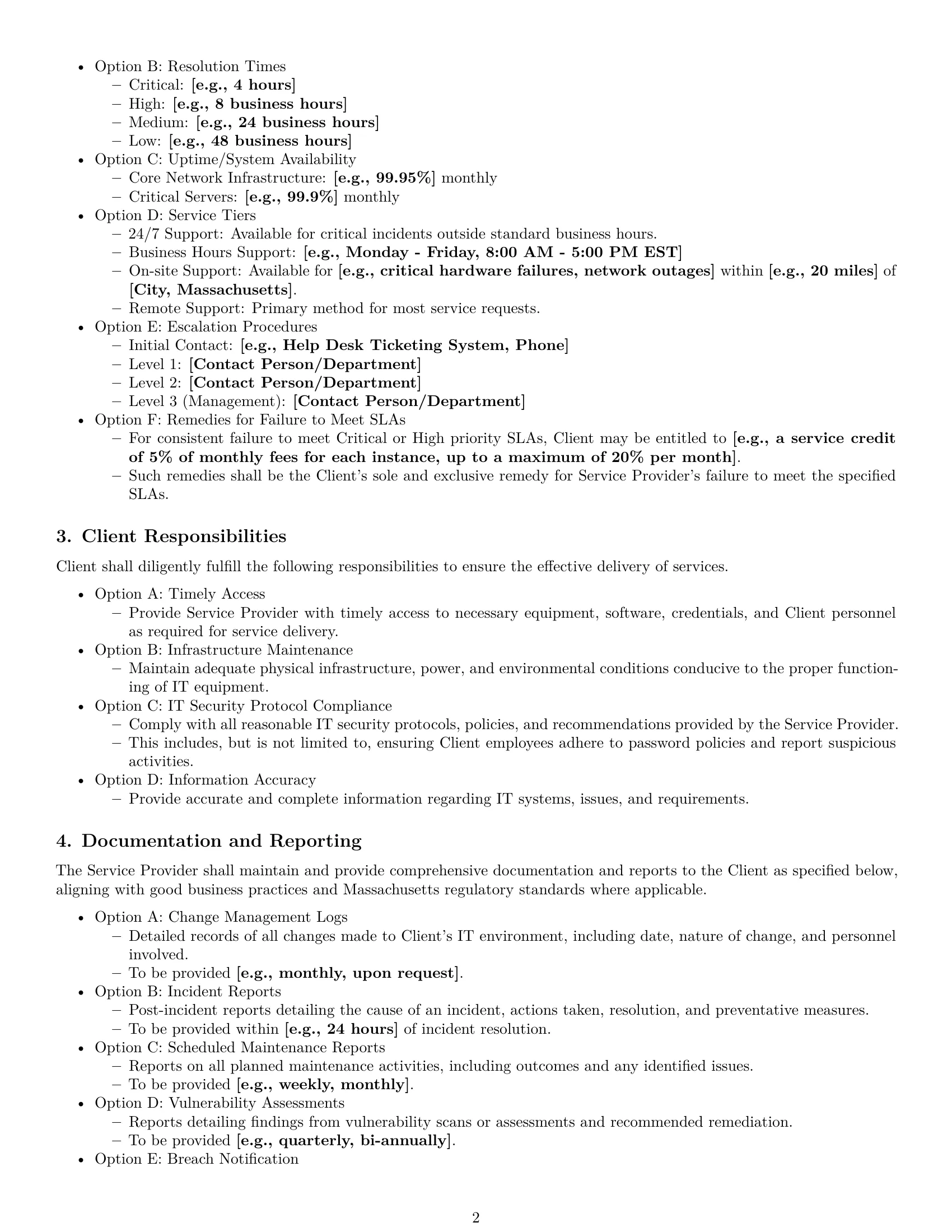 Preview page 2 of Pro Massachusetts IT service contract template