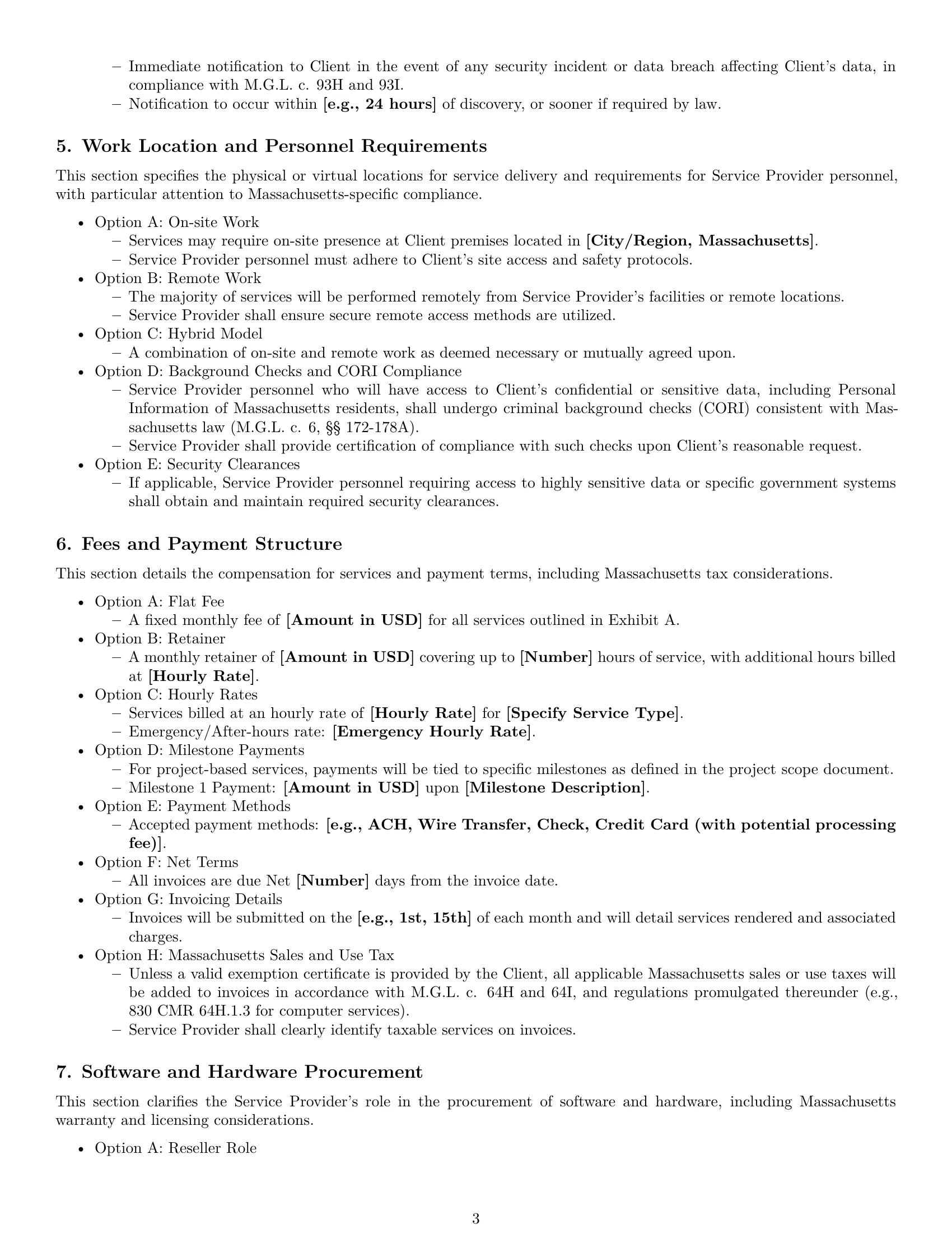 Preview page 3 of Pro Massachusetts IT service contract template