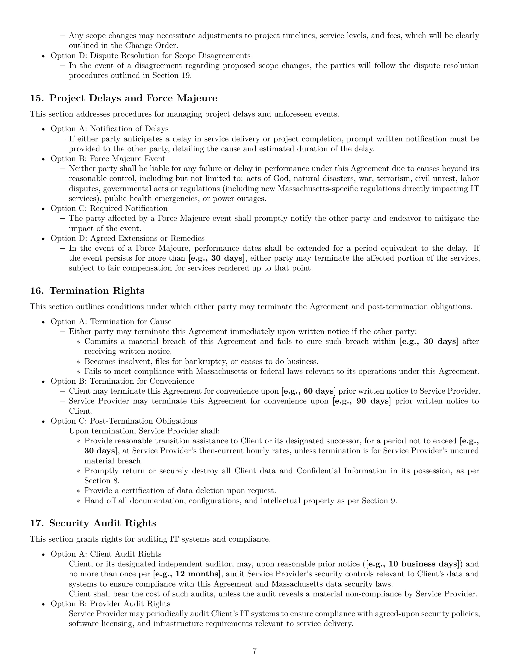 Preview page 7 of Pro Massachusetts IT service contract template