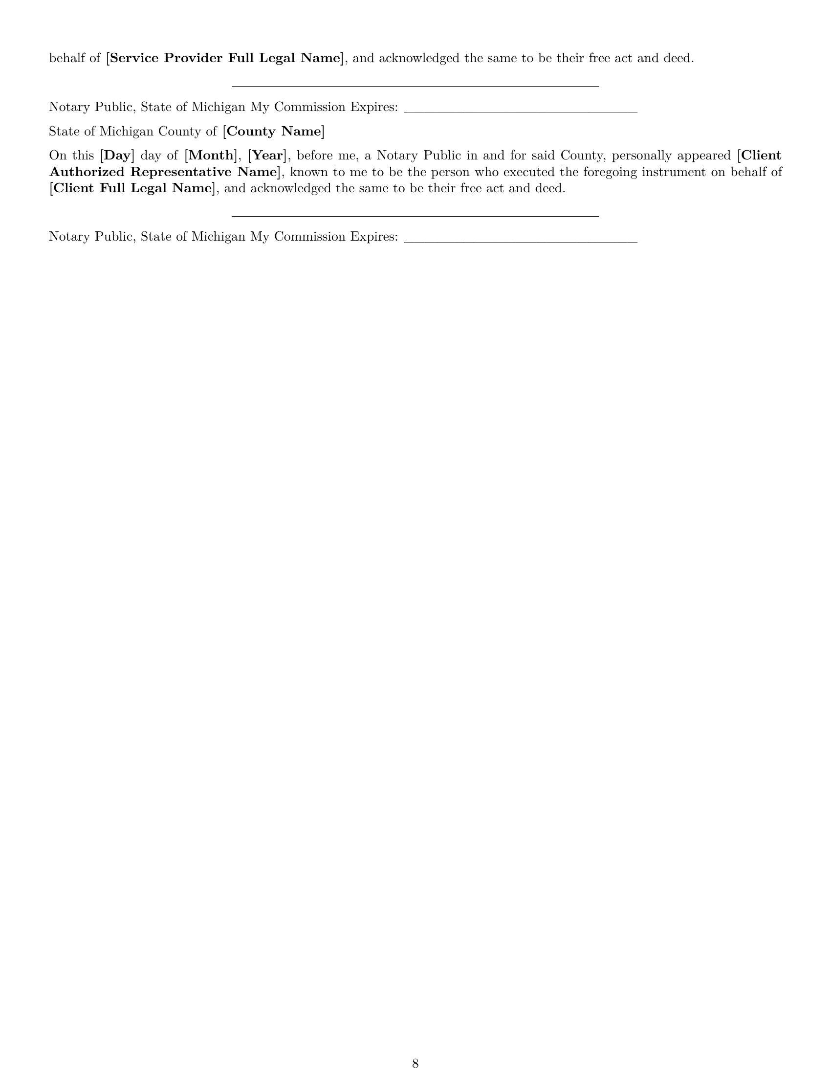 Preview page 8 of Pro Michigan IT service contract template