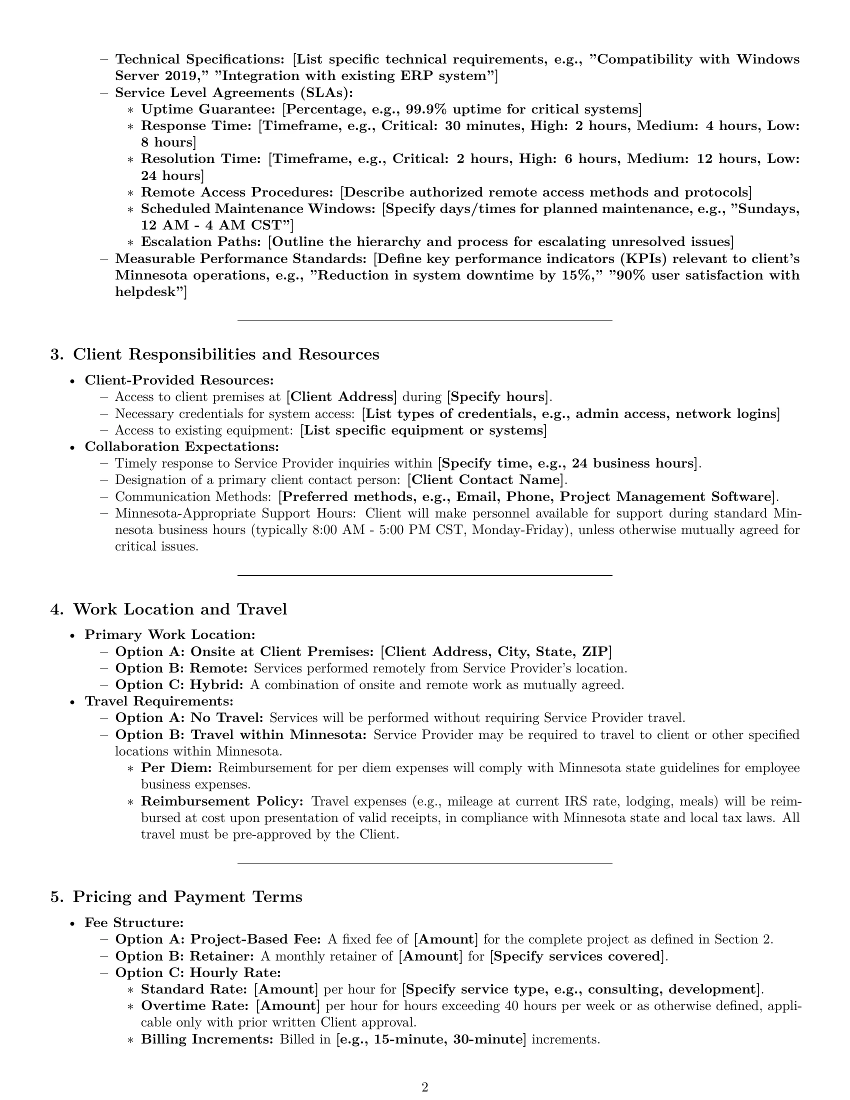 Preview page 2 of Pro Minnesota IT service contract template