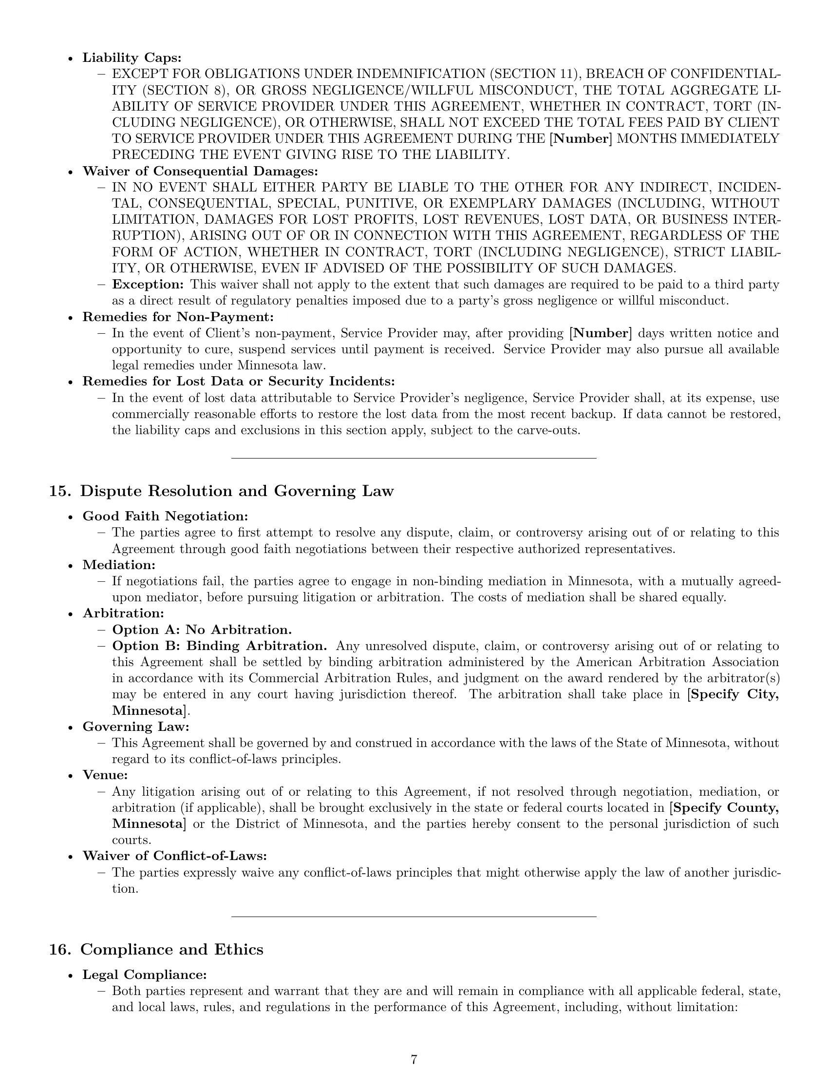 Preview page 7 of Pro Minnesota IT service contract template