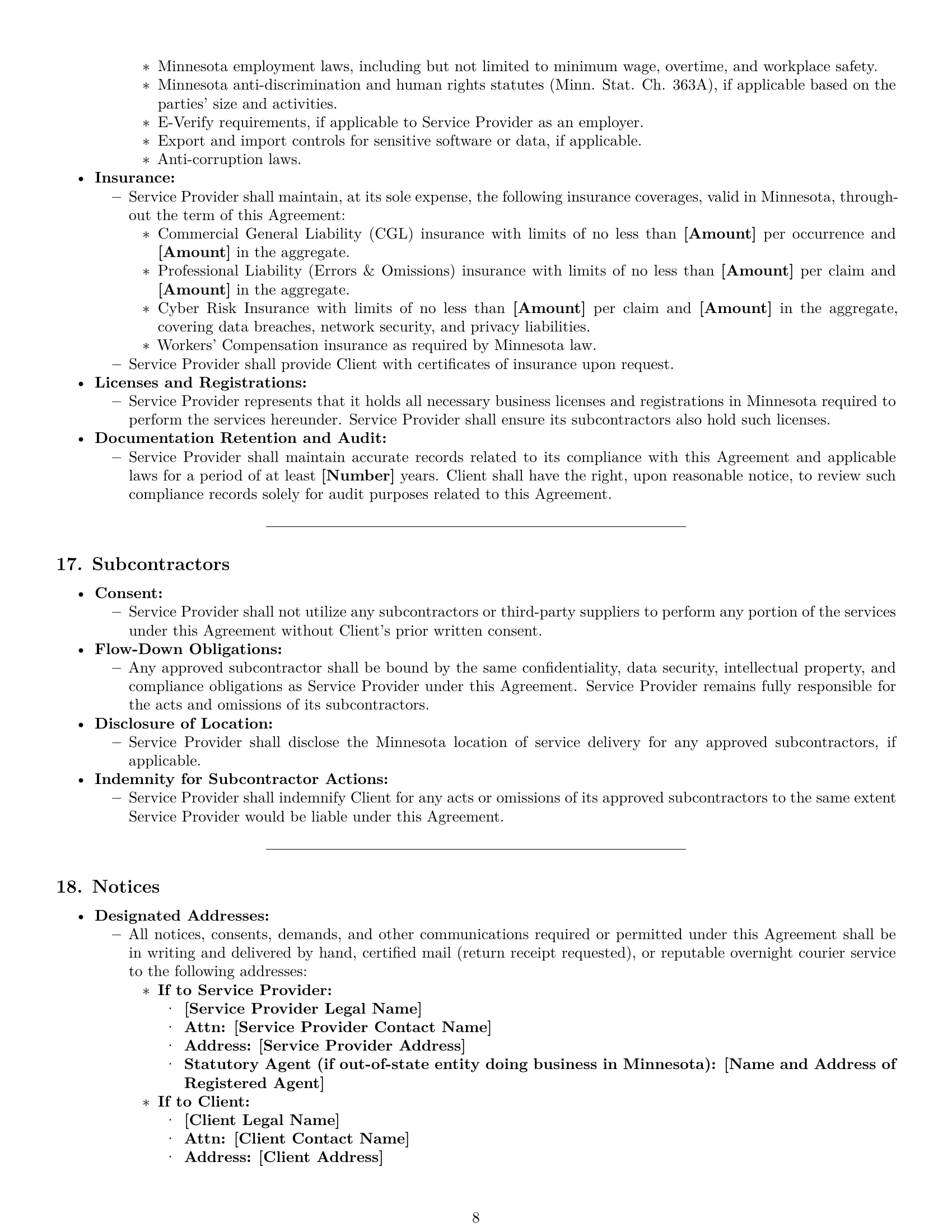 Preview page 8 of Pro Minnesota IT service contract template