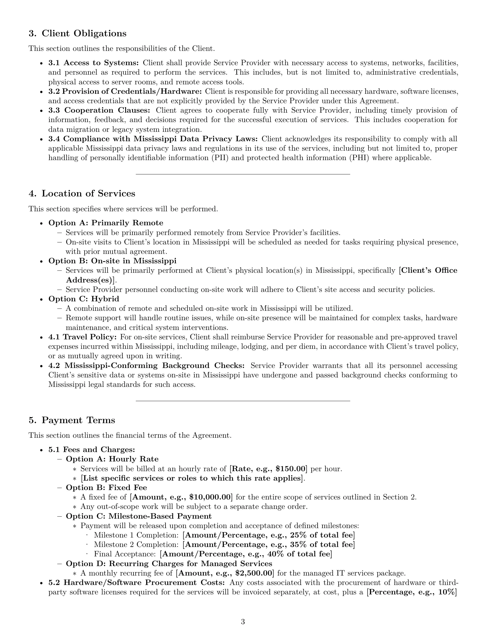 Preview page 3 of Pro Mississippi IT service contract template