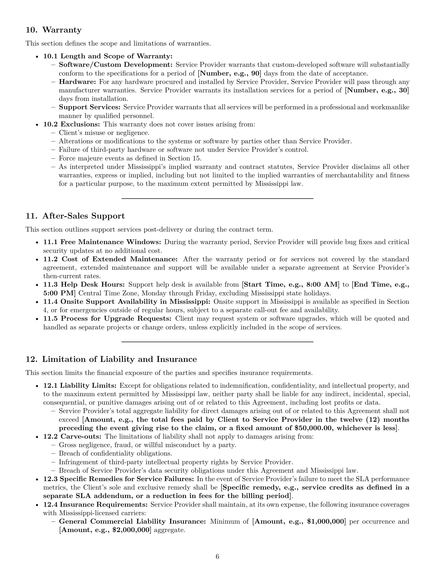Preview page 6 of Pro Mississippi IT service contract template