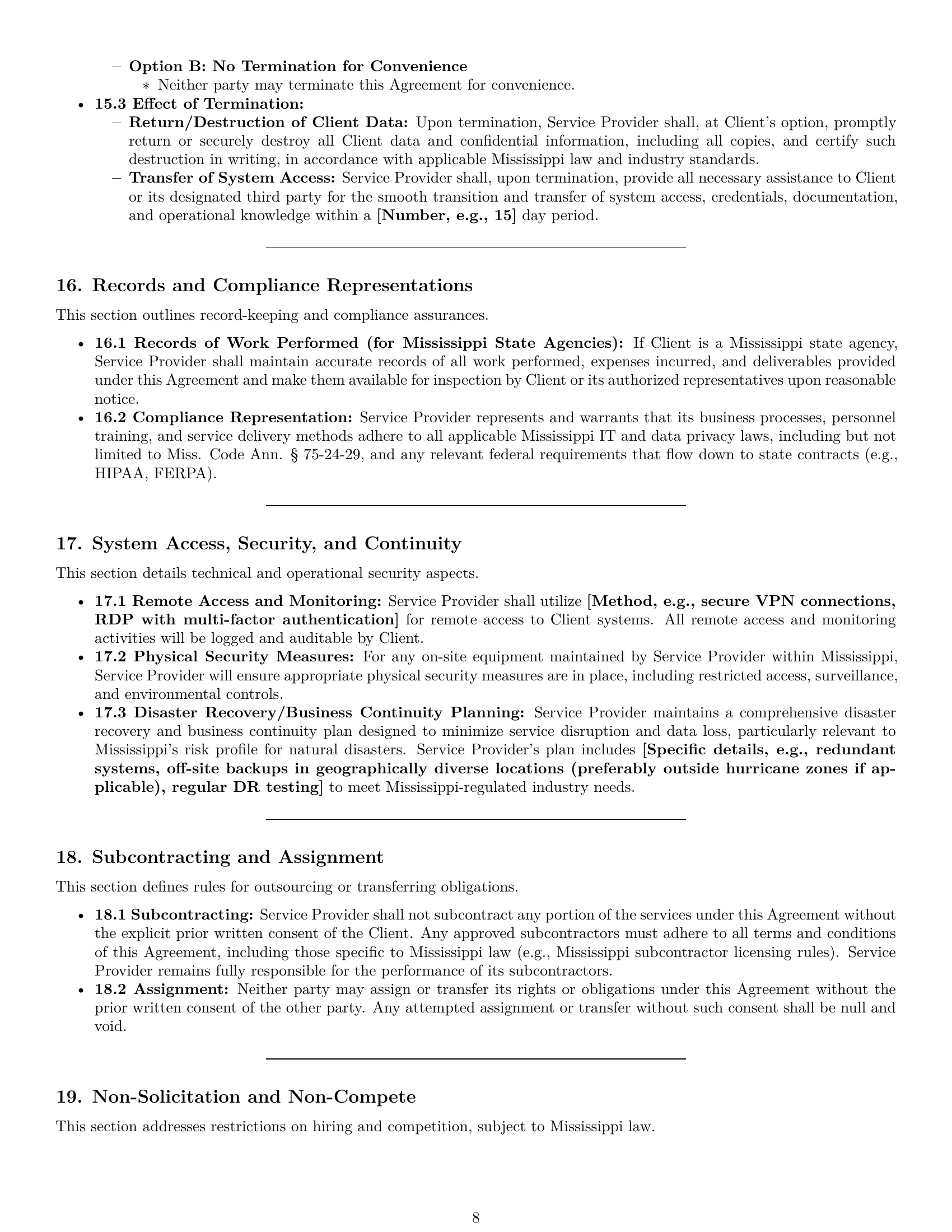 Preview page 8 of Pro Mississippi IT service contract template