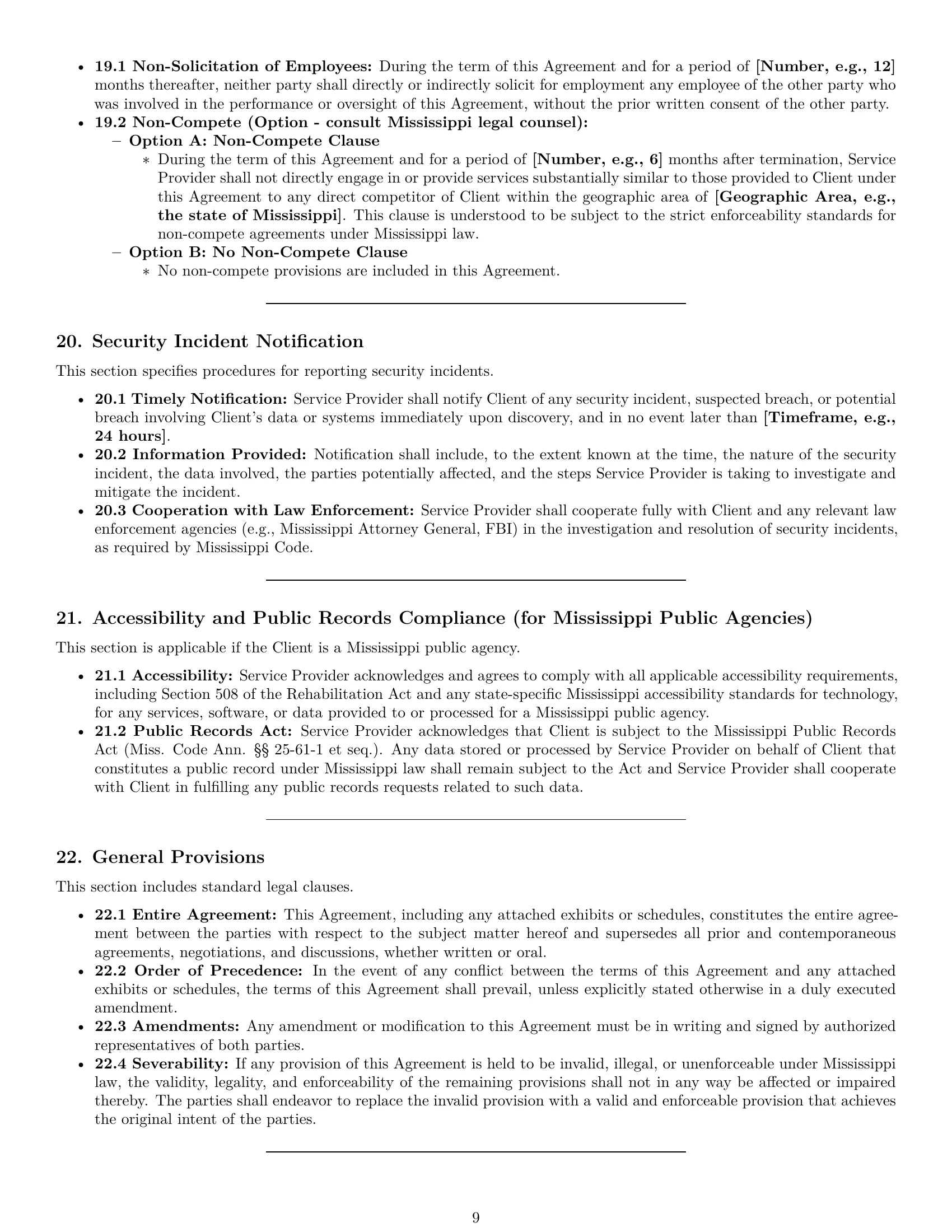 Preview page 9 of Pro Mississippi IT service contract template