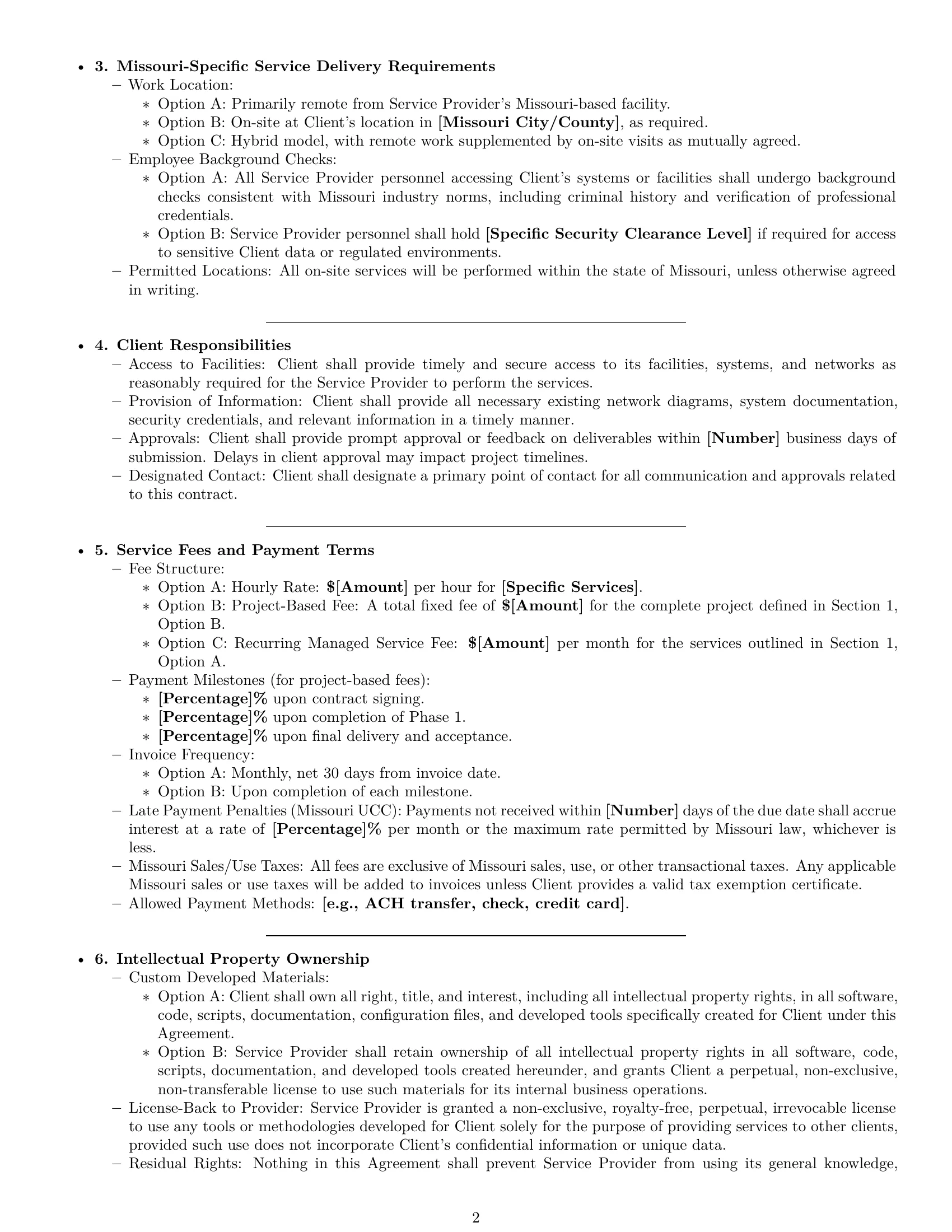 Preview page 2 of Pro Missouri IT service contract template