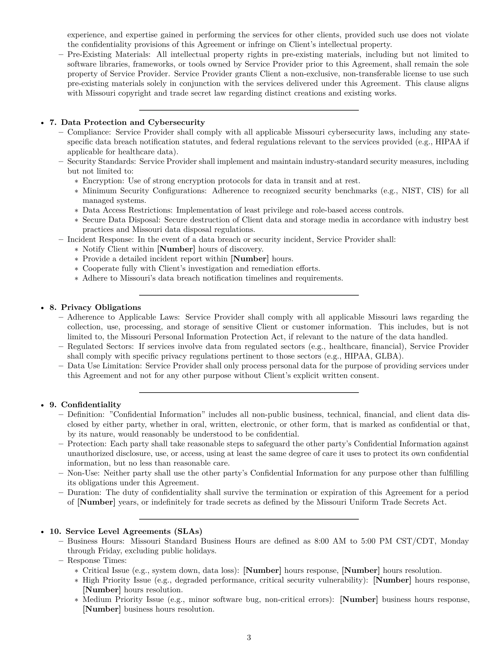 Preview page 3 of Pro Missouri IT service contract template