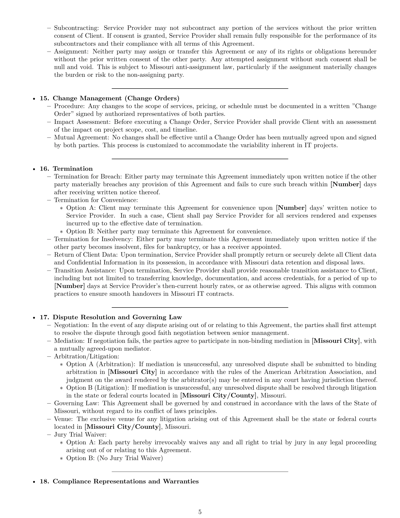 Preview page 5 of Pro Missouri IT service contract template