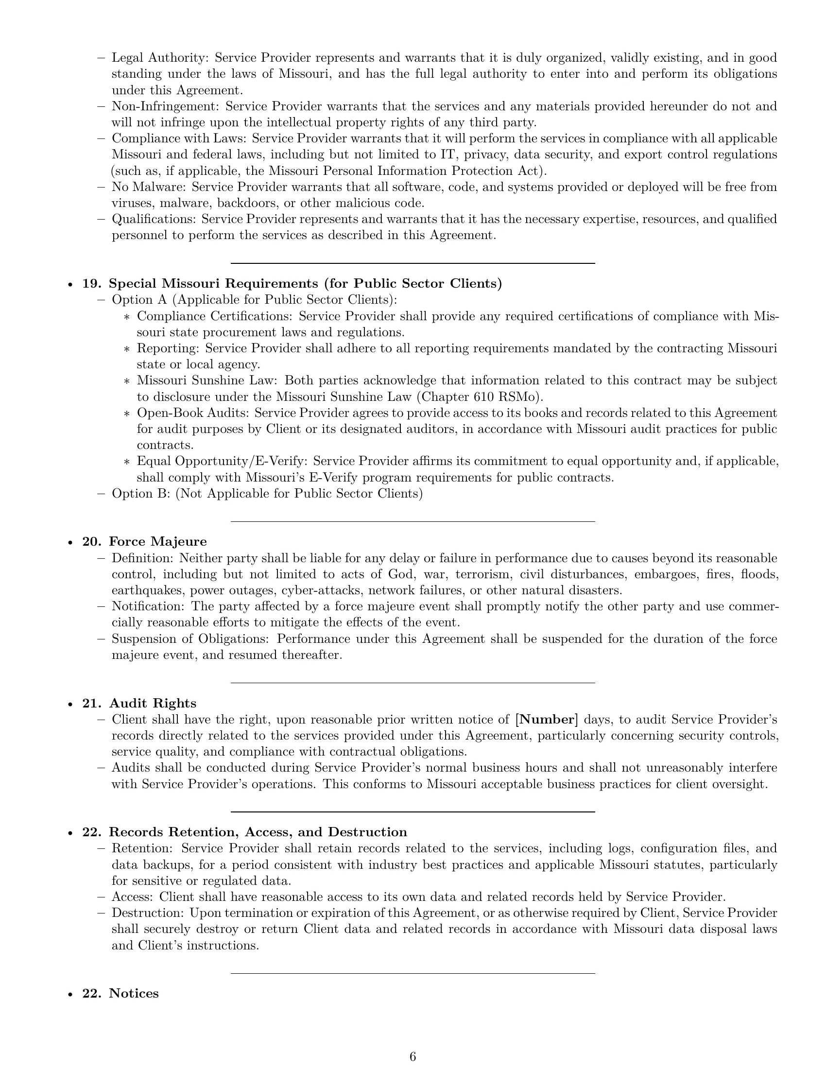 Preview page 6 of Pro Missouri IT service contract template