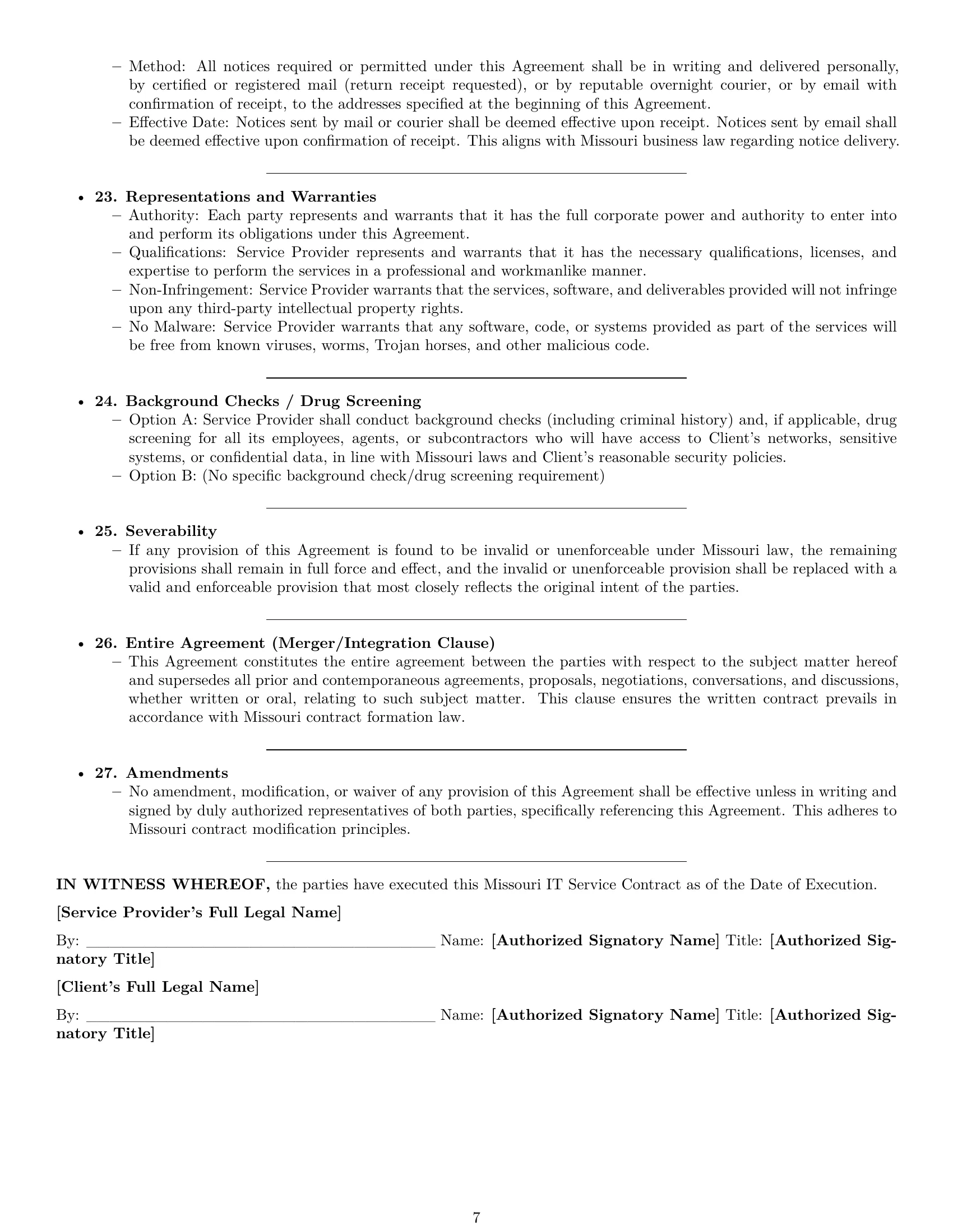 Preview page 7 of Pro Missouri IT service contract template
