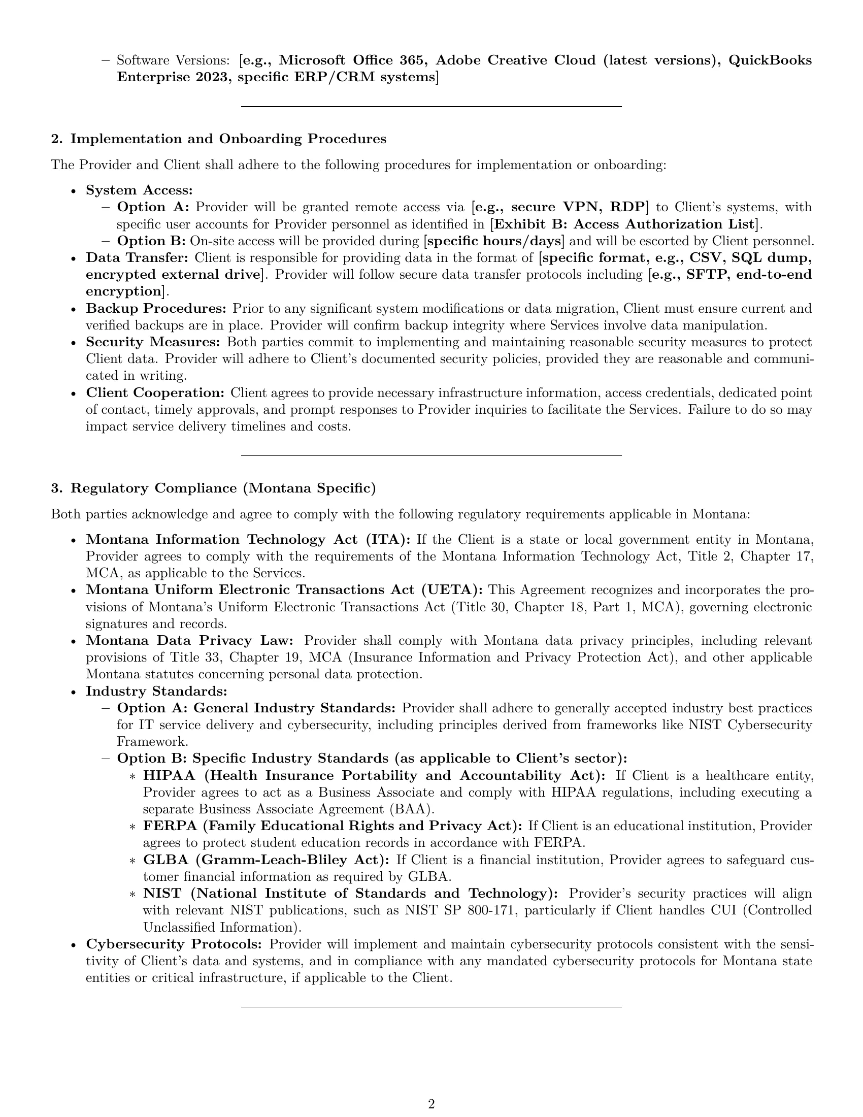 Preview page 2 of Pro Montana IT service contract template