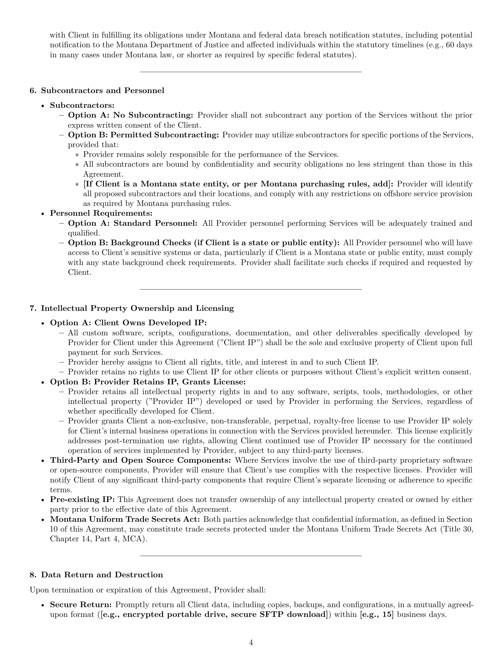 Preview page 4 of Pro Montana IT service contract template