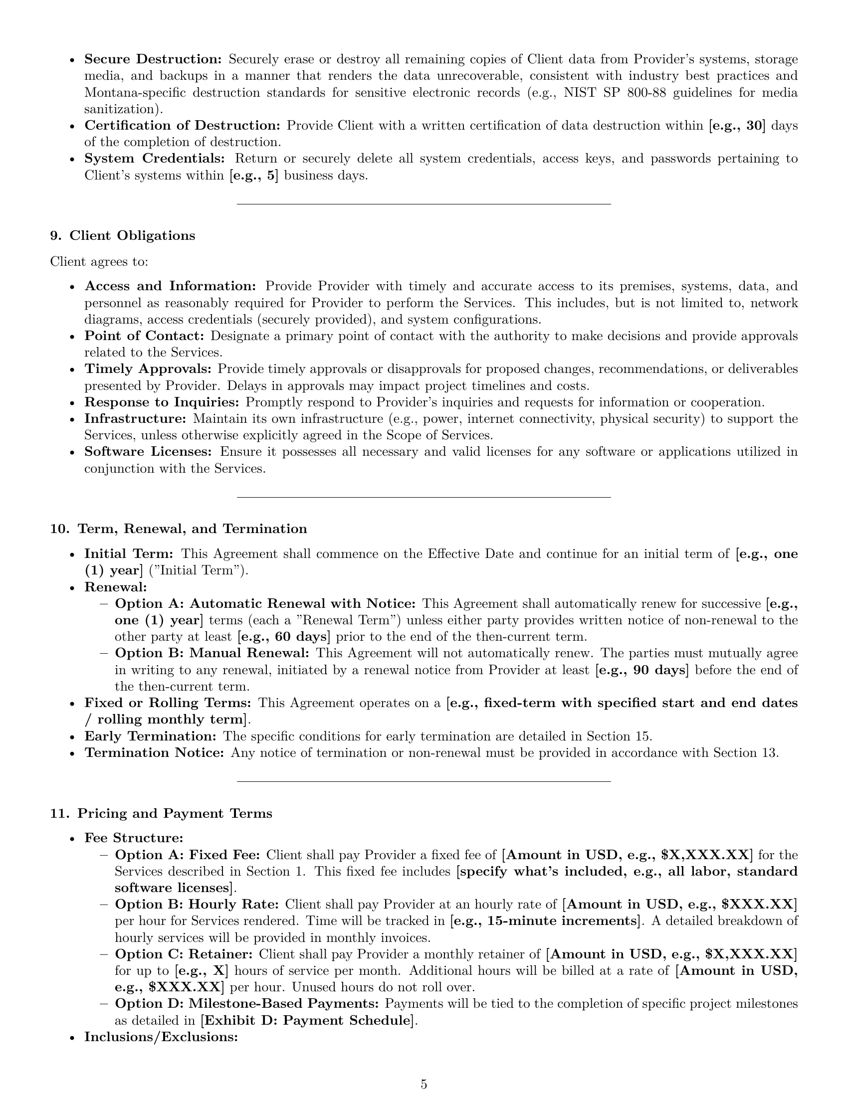 Preview page 5 of Pro Montana IT service contract template