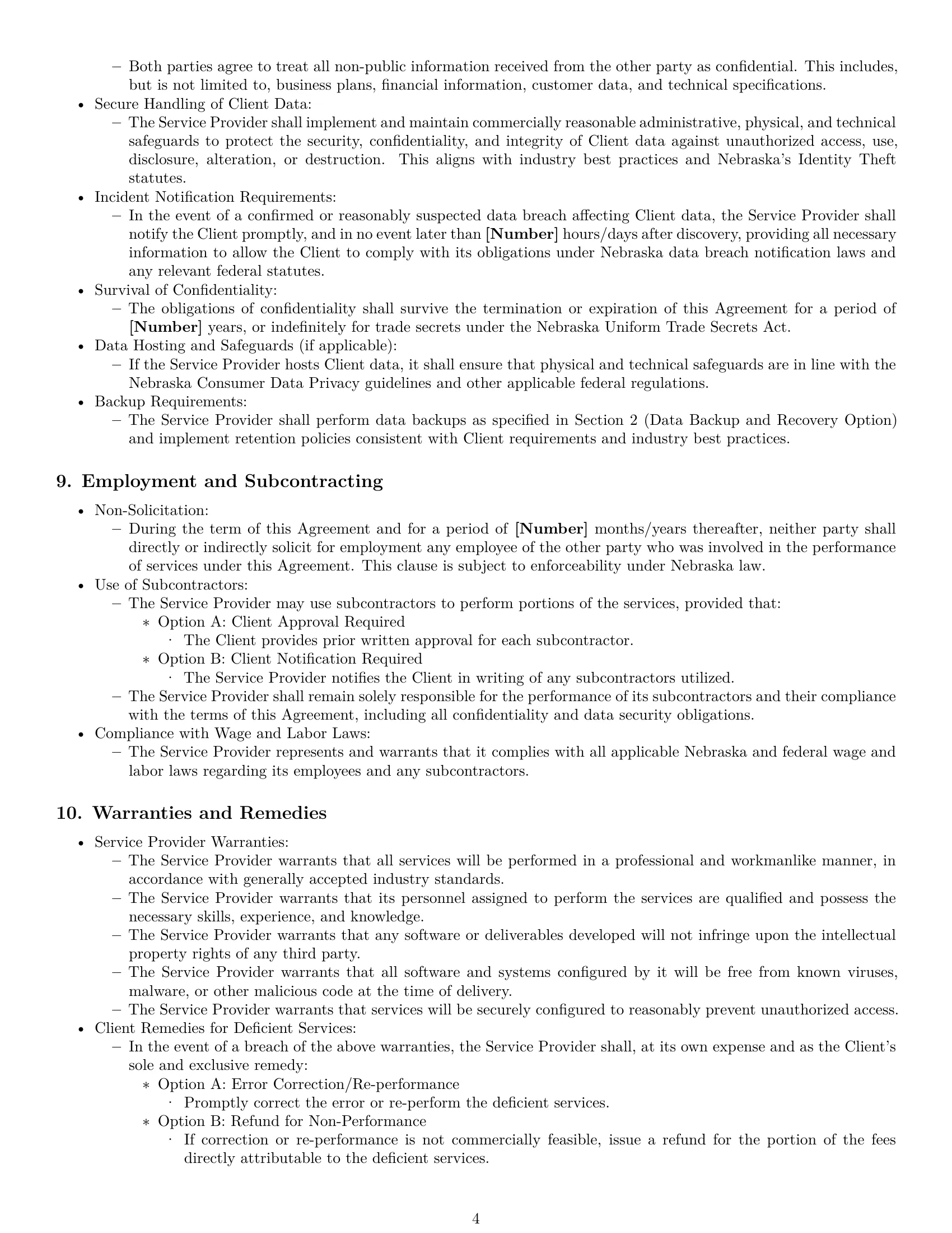 Preview page 4 of Pro Nebraska IT service contract template