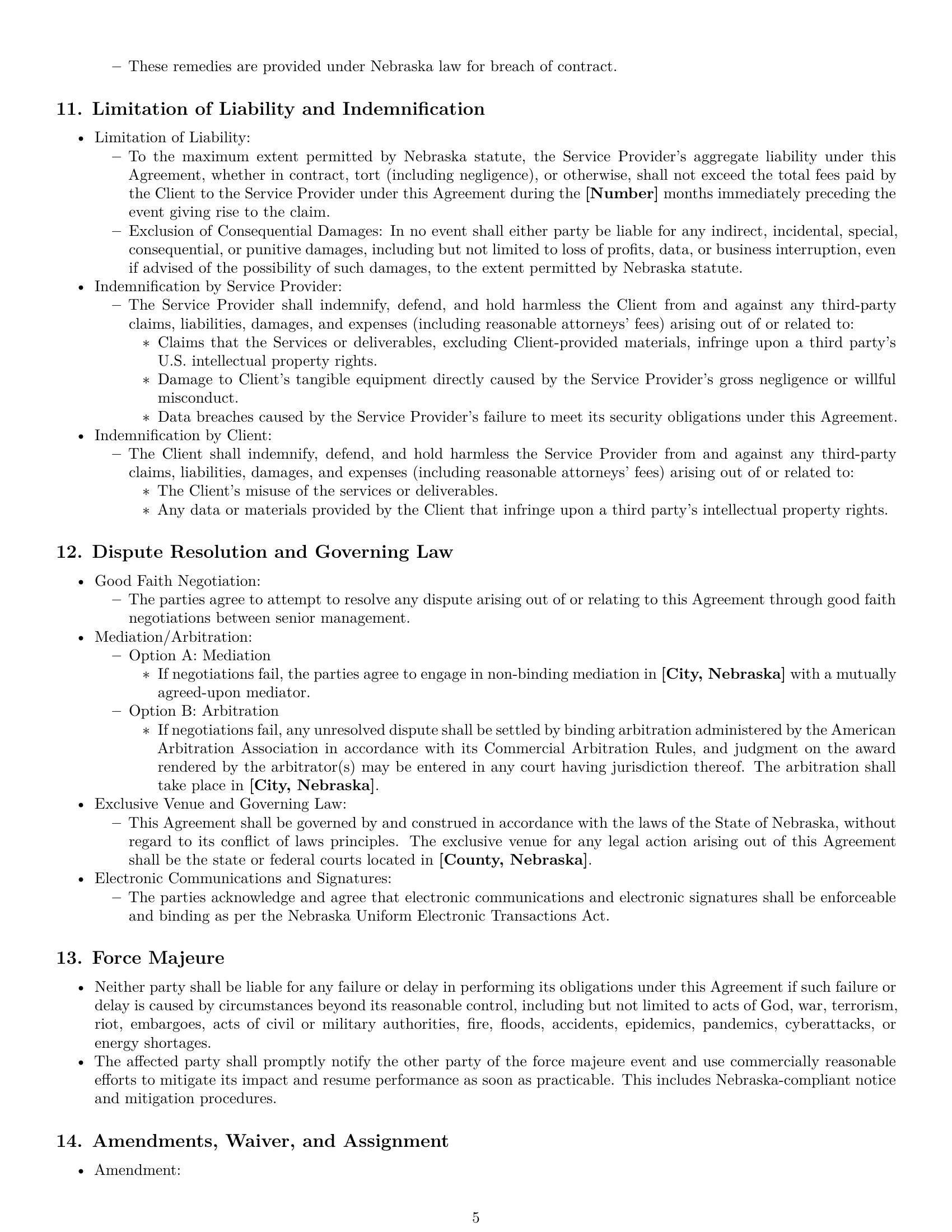 Preview page 5 of Pro Nebraska IT service contract template