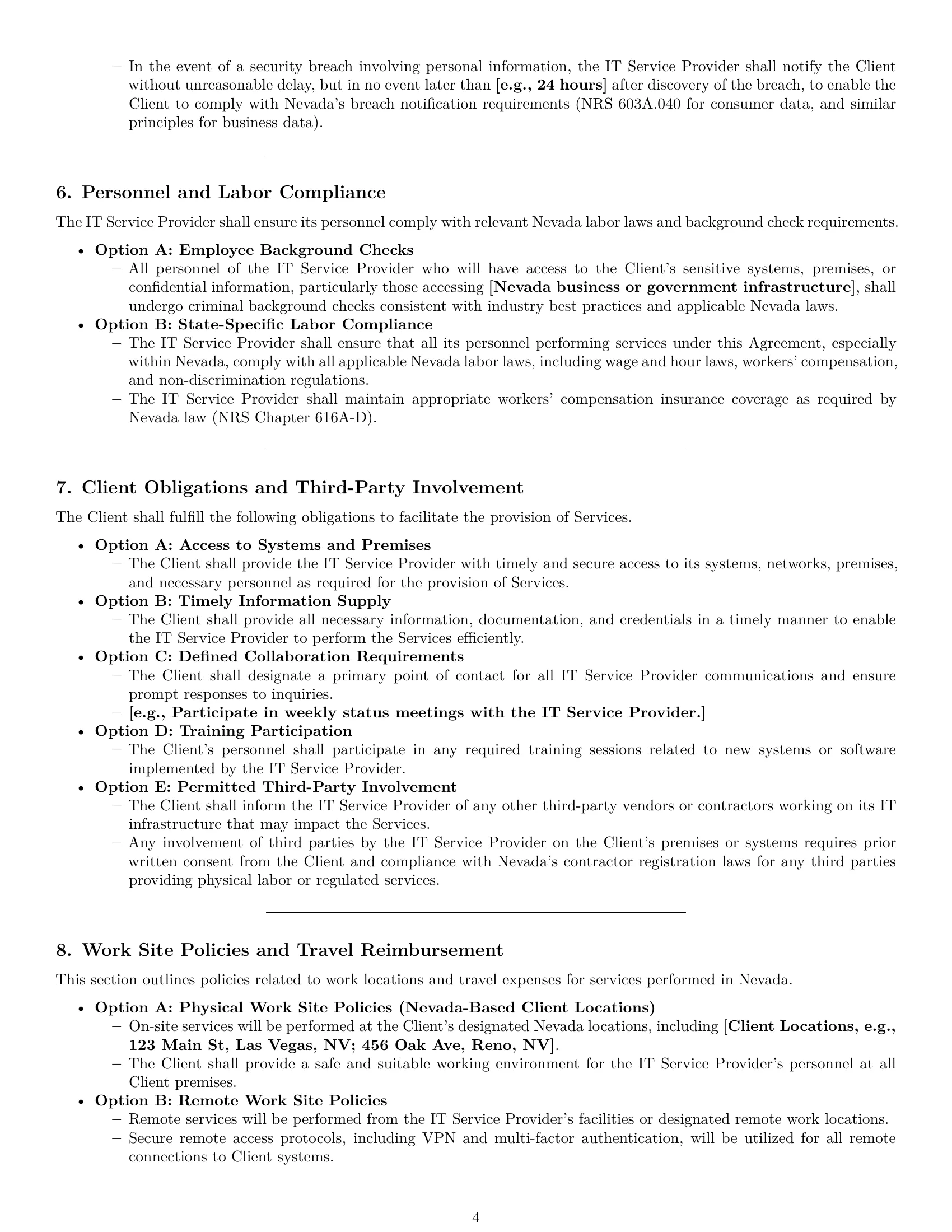 Preview page 4 of Pro Nevada IT service contract template