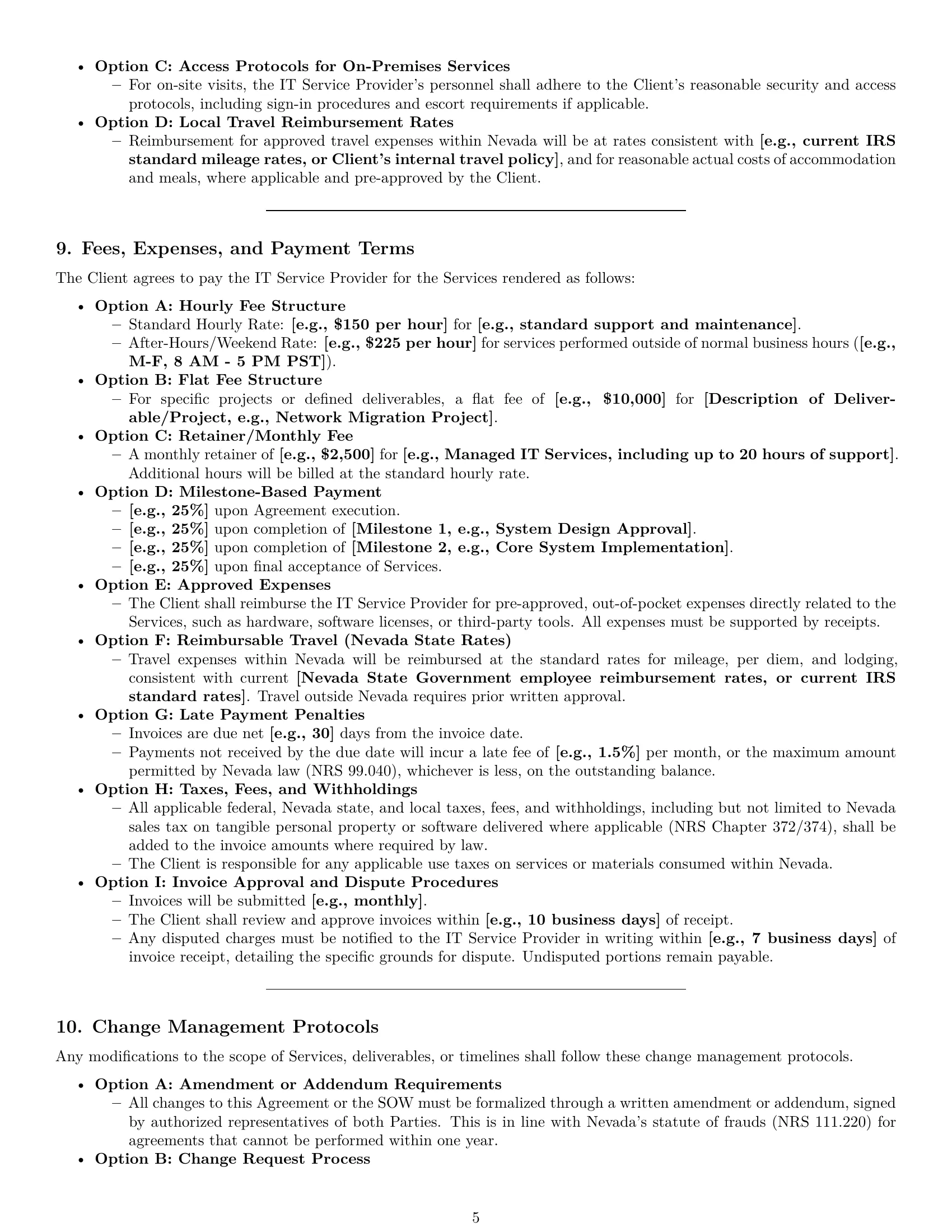 Preview page 5 of Pro Nevada IT service contract template