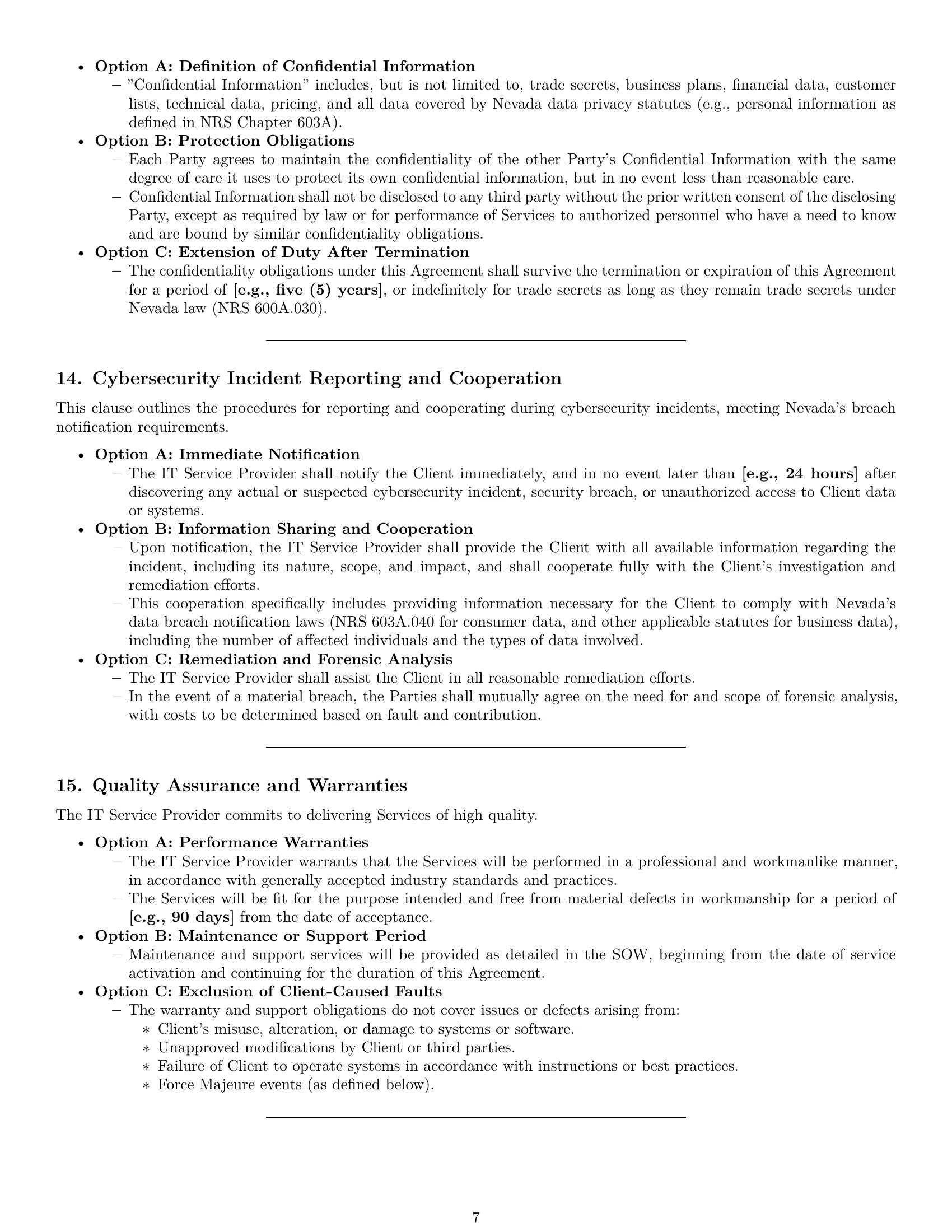 Preview page 7 of Pro Nevada IT service contract template