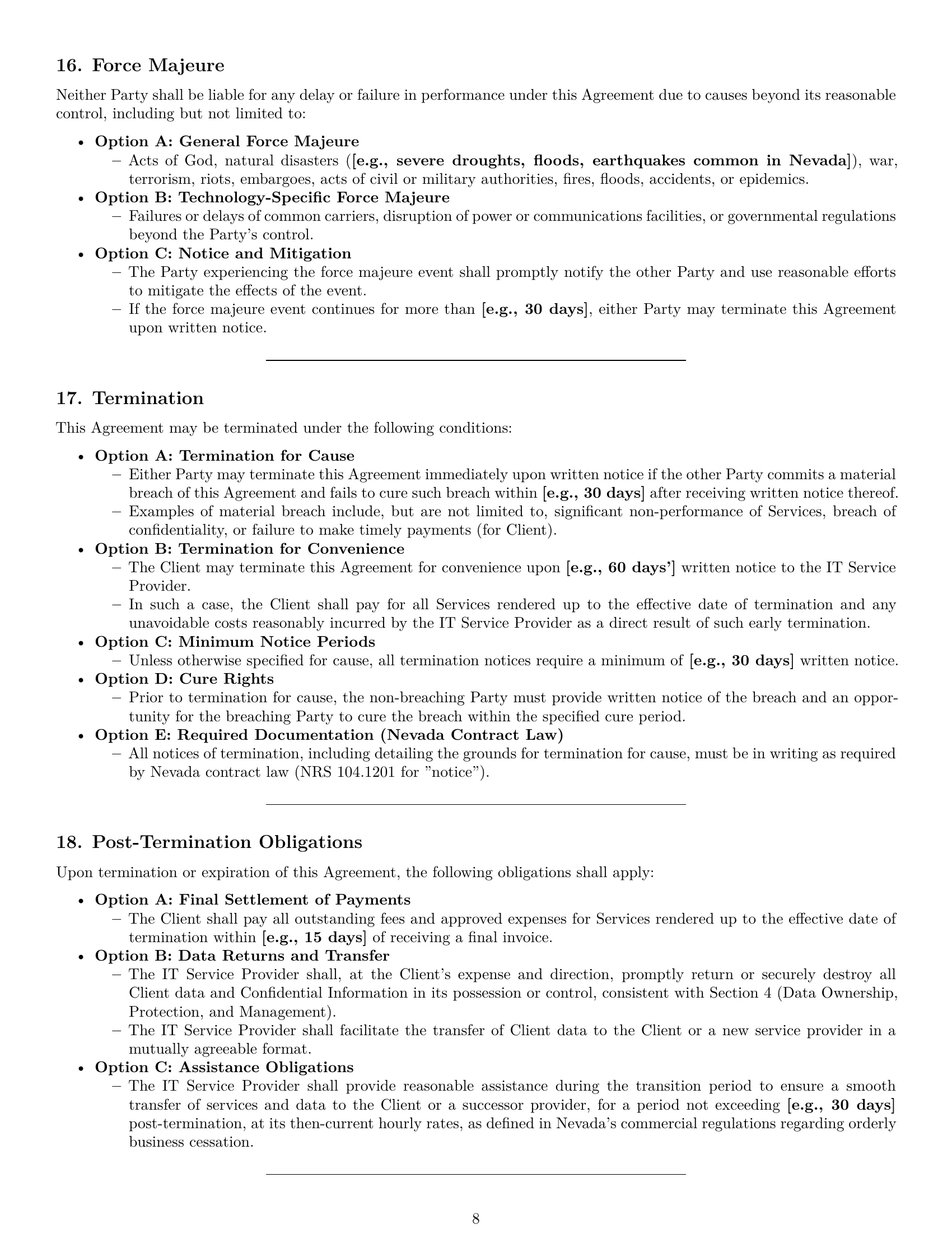 Preview page 8 of Pro Nevada IT service contract template
