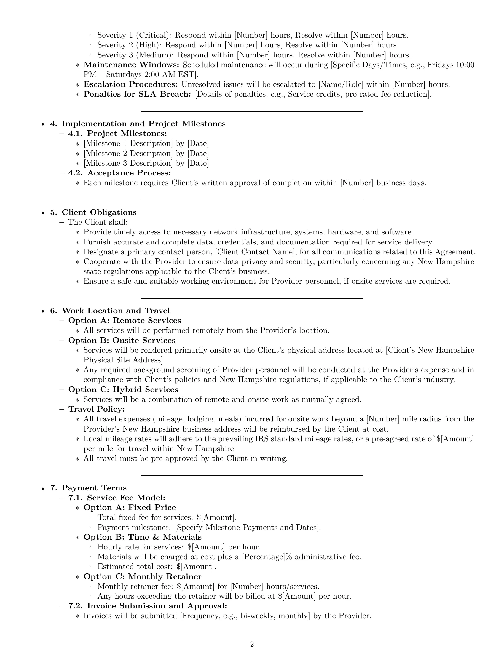Preview page 2 of Pro New Hampshire IT service contract template