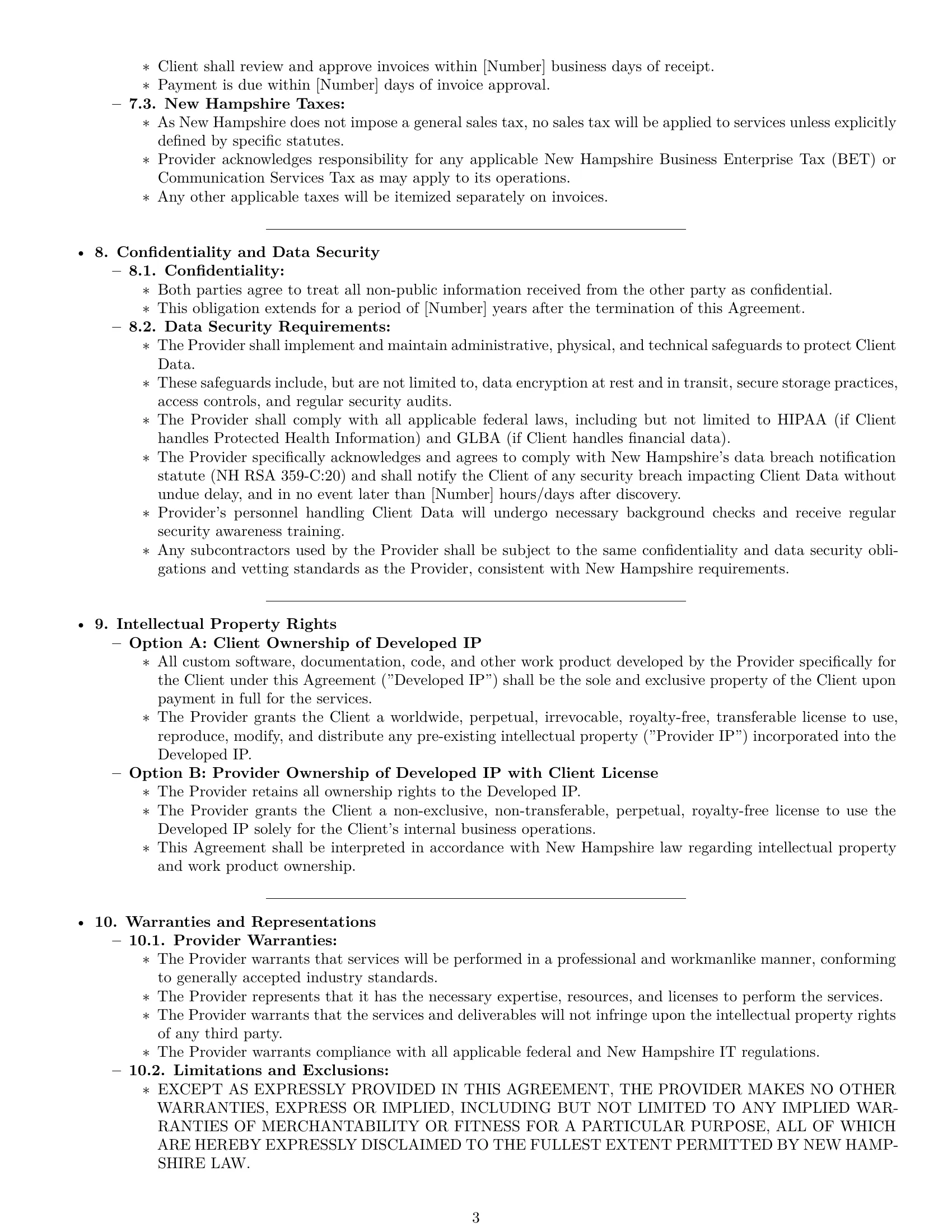 Preview page 3 of Pro New Hampshire IT service contract template