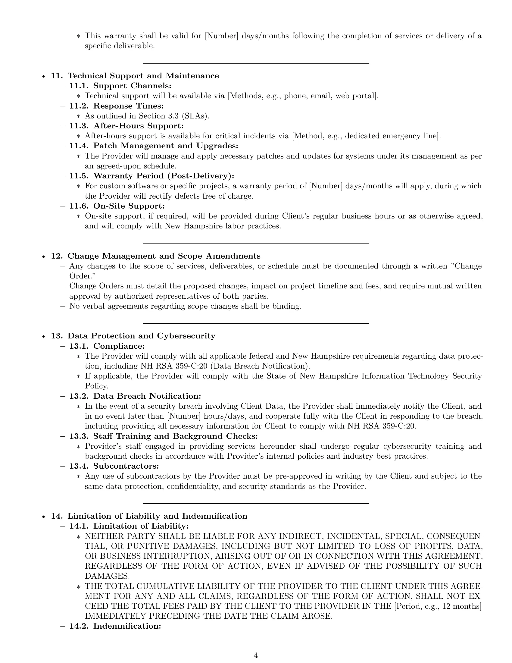 Preview page 4 of Pro New Hampshire IT service contract template