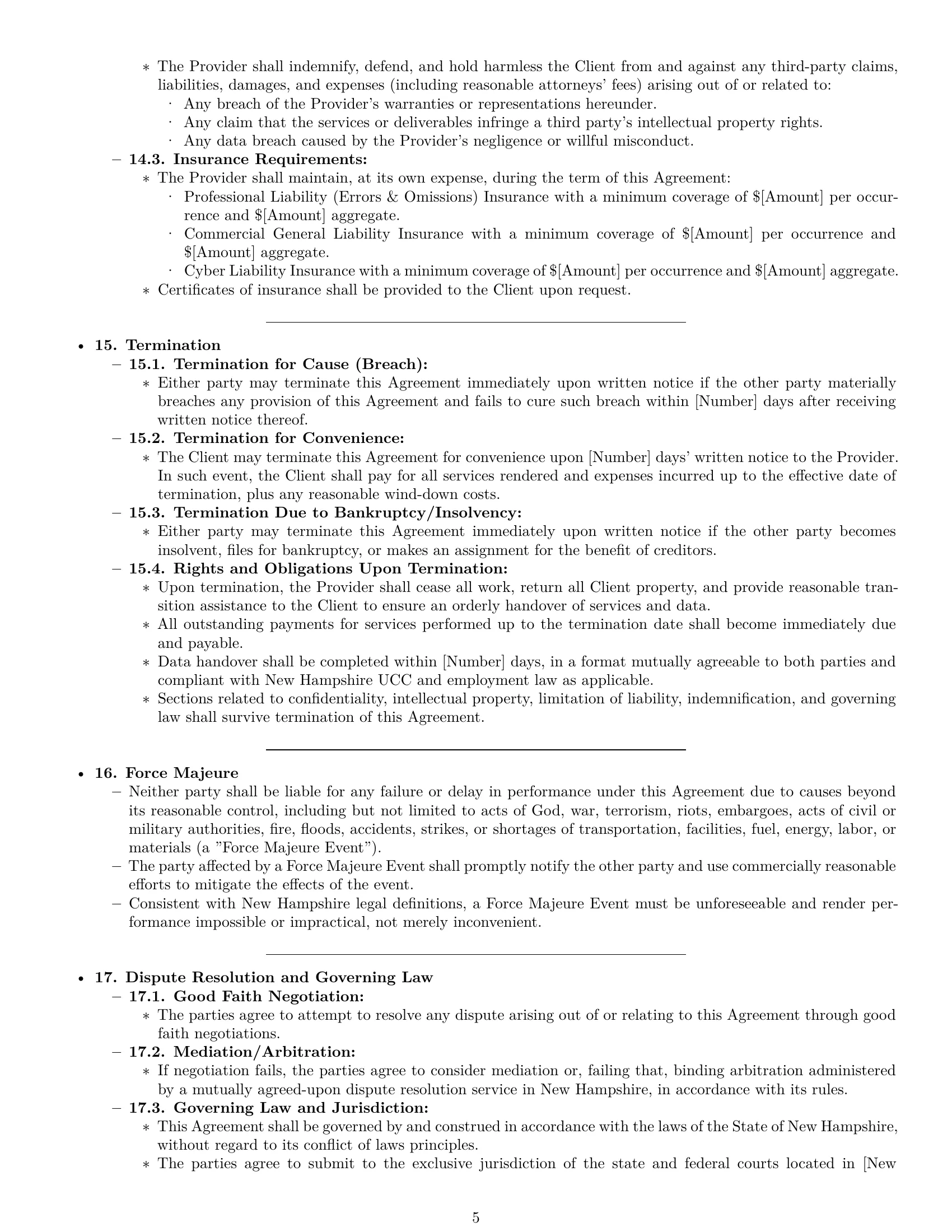 Preview page 5 of Pro New Hampshire IT service contract template