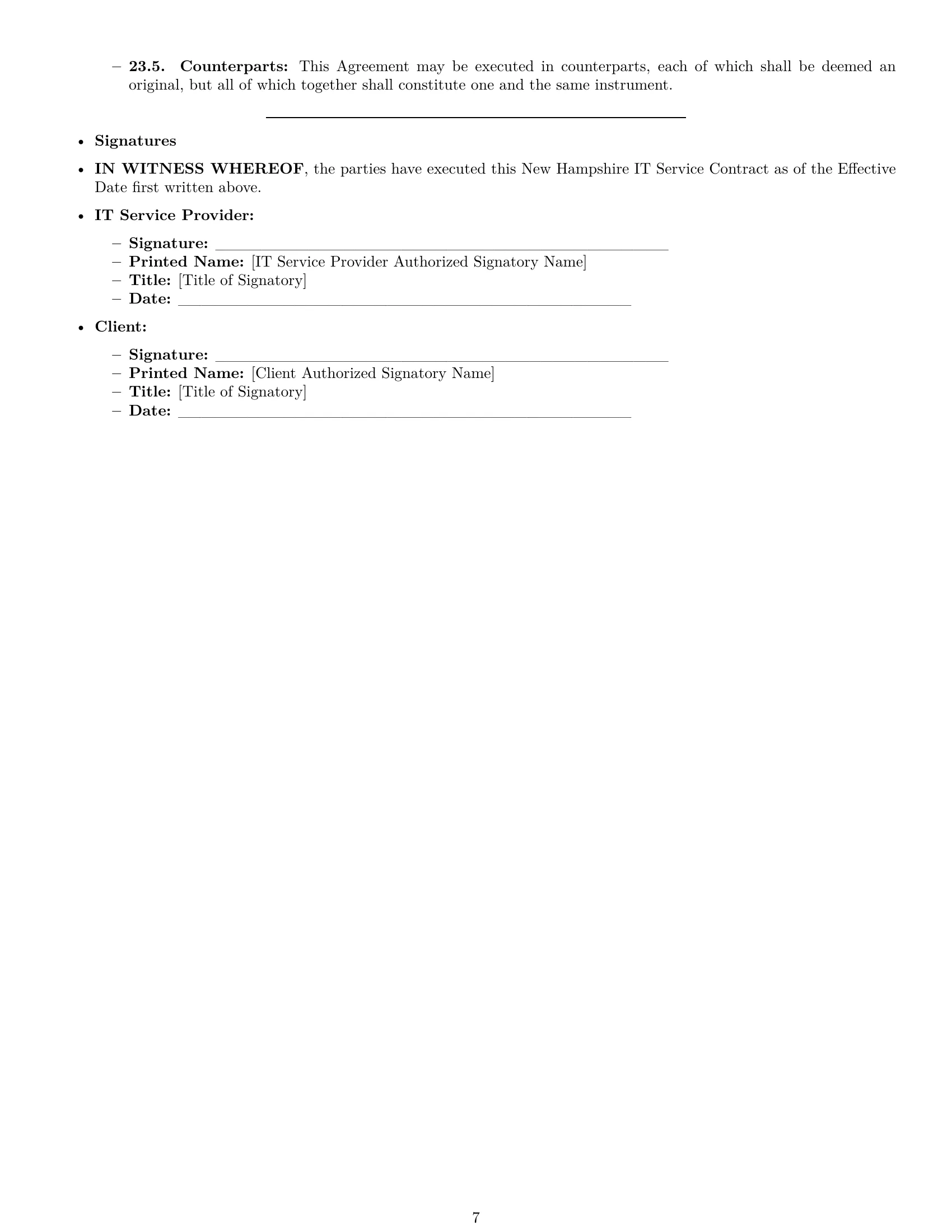Preview page 7 of Pro New Hampshire IT service contract template