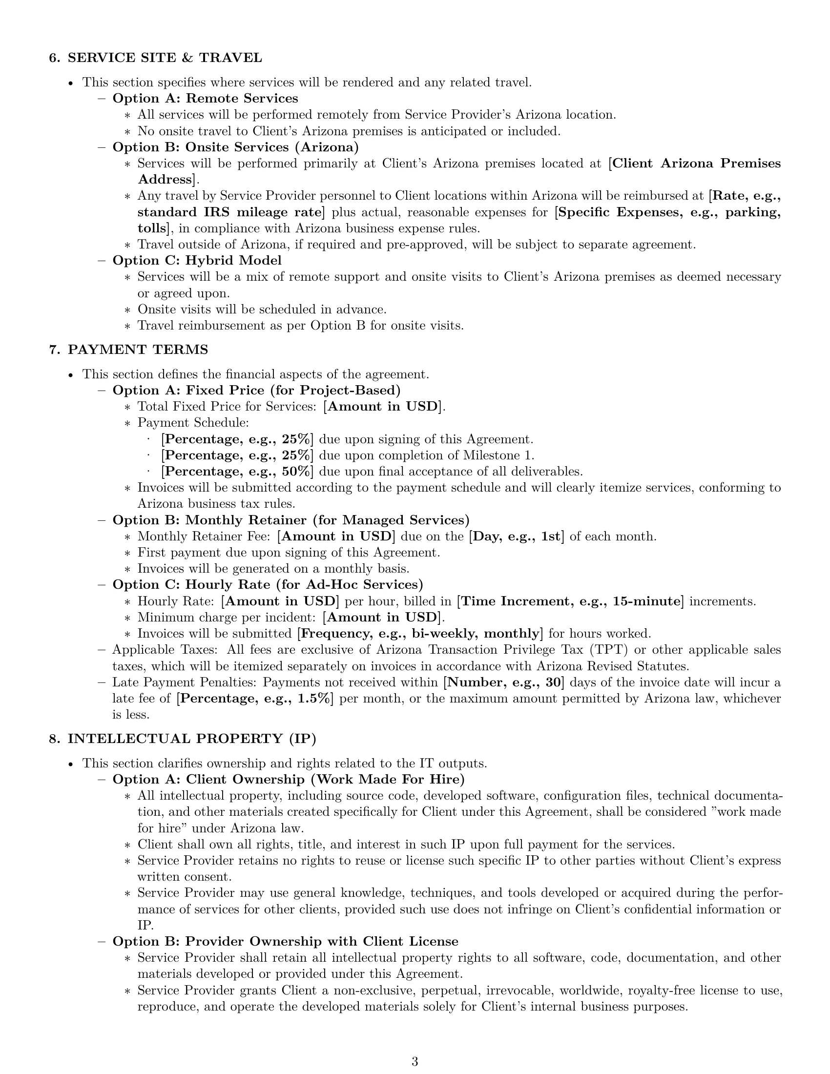 Preview page 3 of Pro Arizona IT service contract template