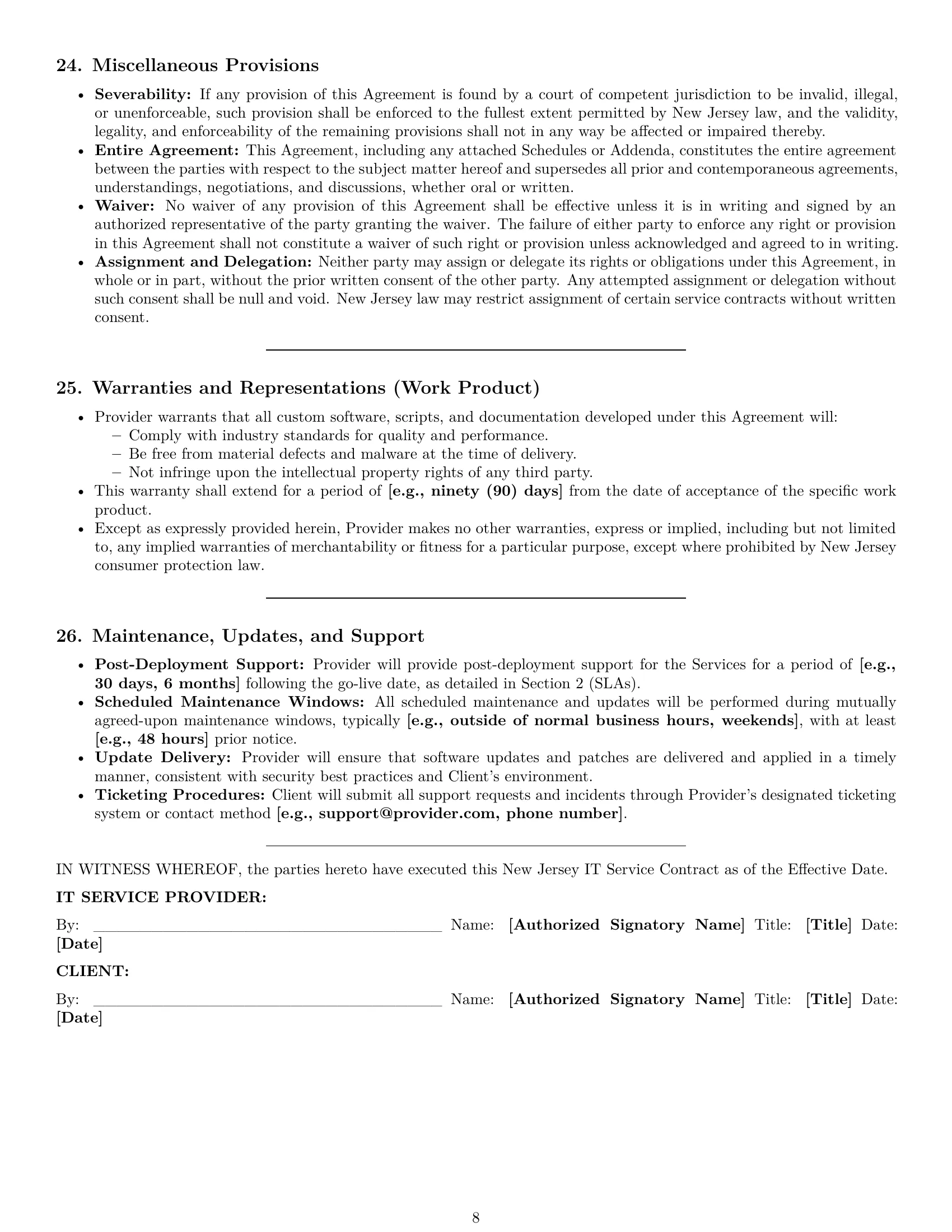 Preview page 8 of Pro New Jersey IT service contract template