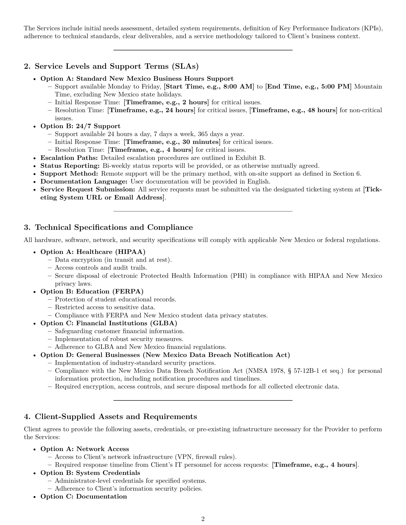 Preview page 2 of Pro New Mexico IT service contract template