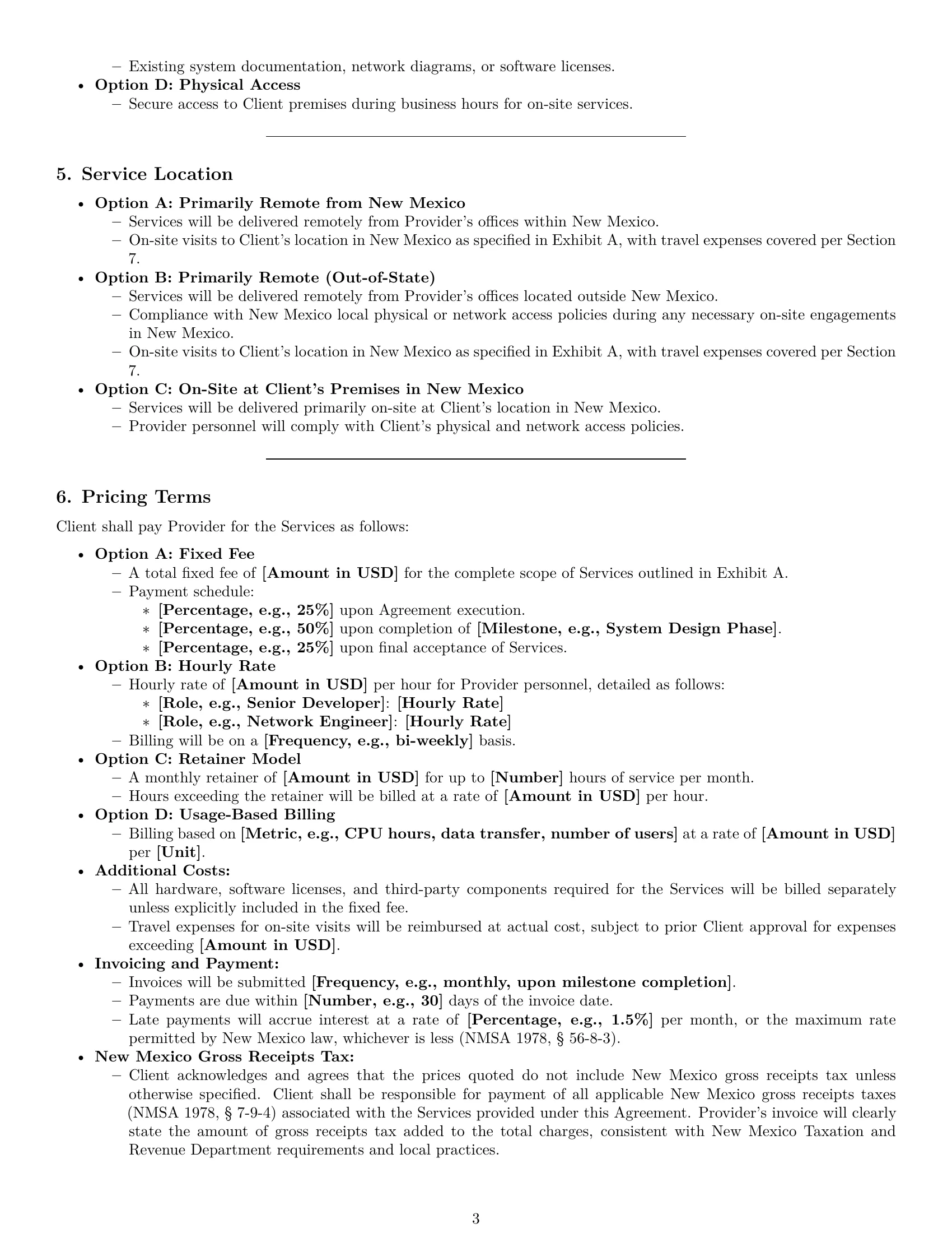 Preview page 3 of Pro New Mexico IT service contract template
