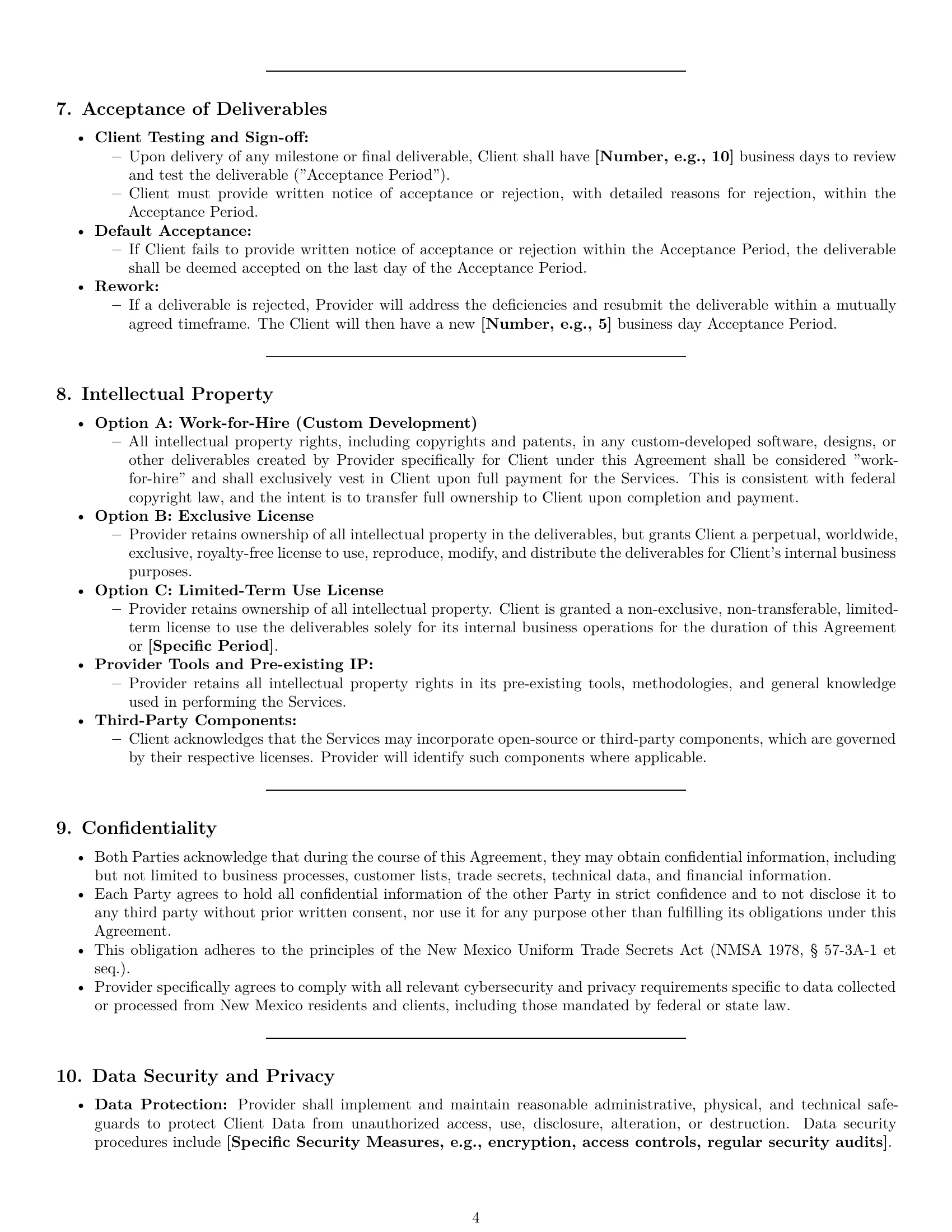 Preview page 4 of Pro New Mexico IT service contract template